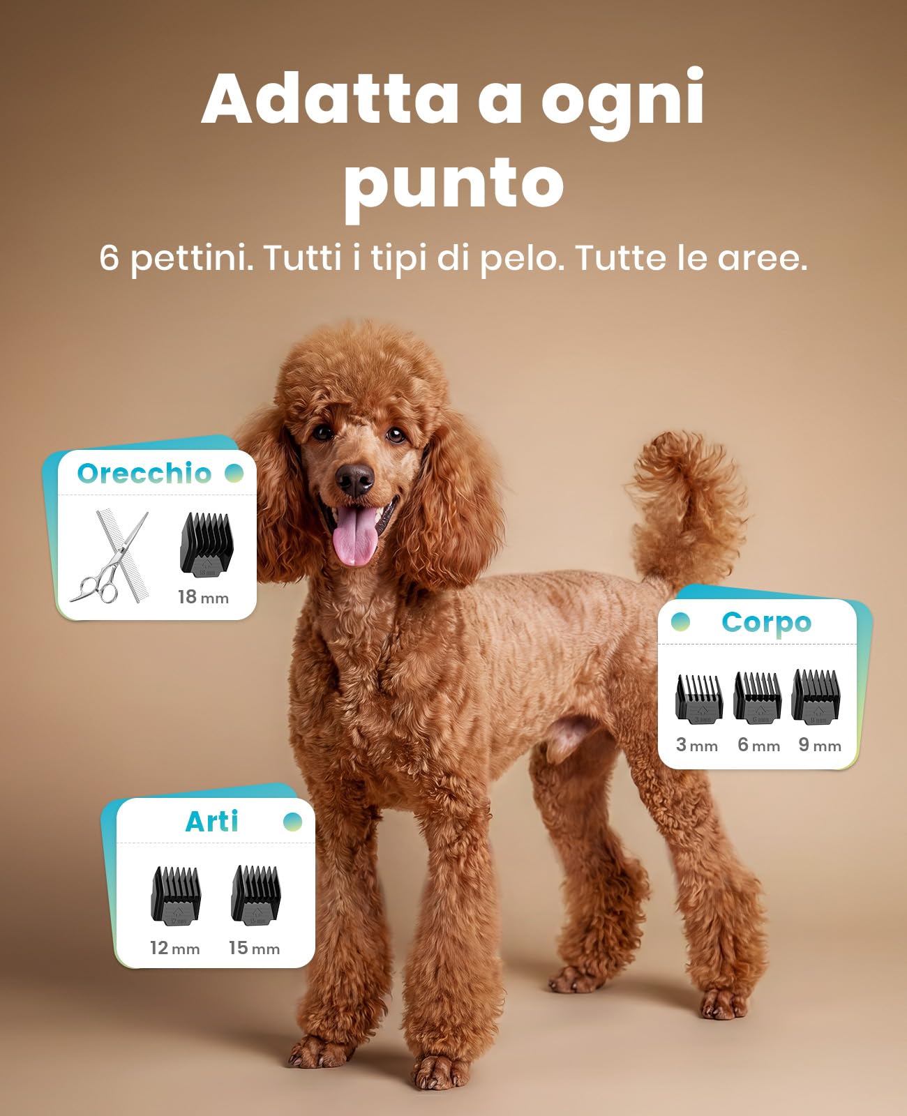 oneisall: tosatrice silenziosa per cani, 2000 mAh, 4 ore di autonomia, per cani e gatti dal pelo folto, tosatrice per cani, tosatrice per animali domestici, rasoio per cani a pelo lungo (oro)