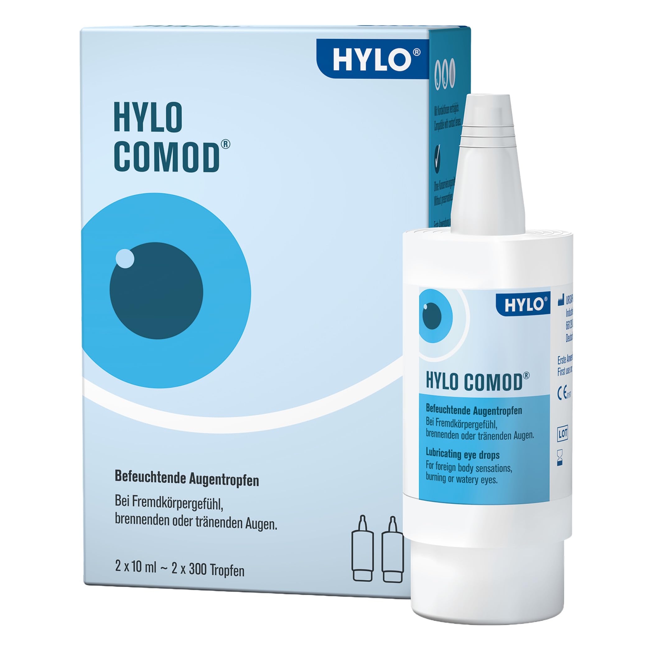 Hylo Comod Gotas para ojos secos, con ácido hialurónico, 2 unidades de 10 ml