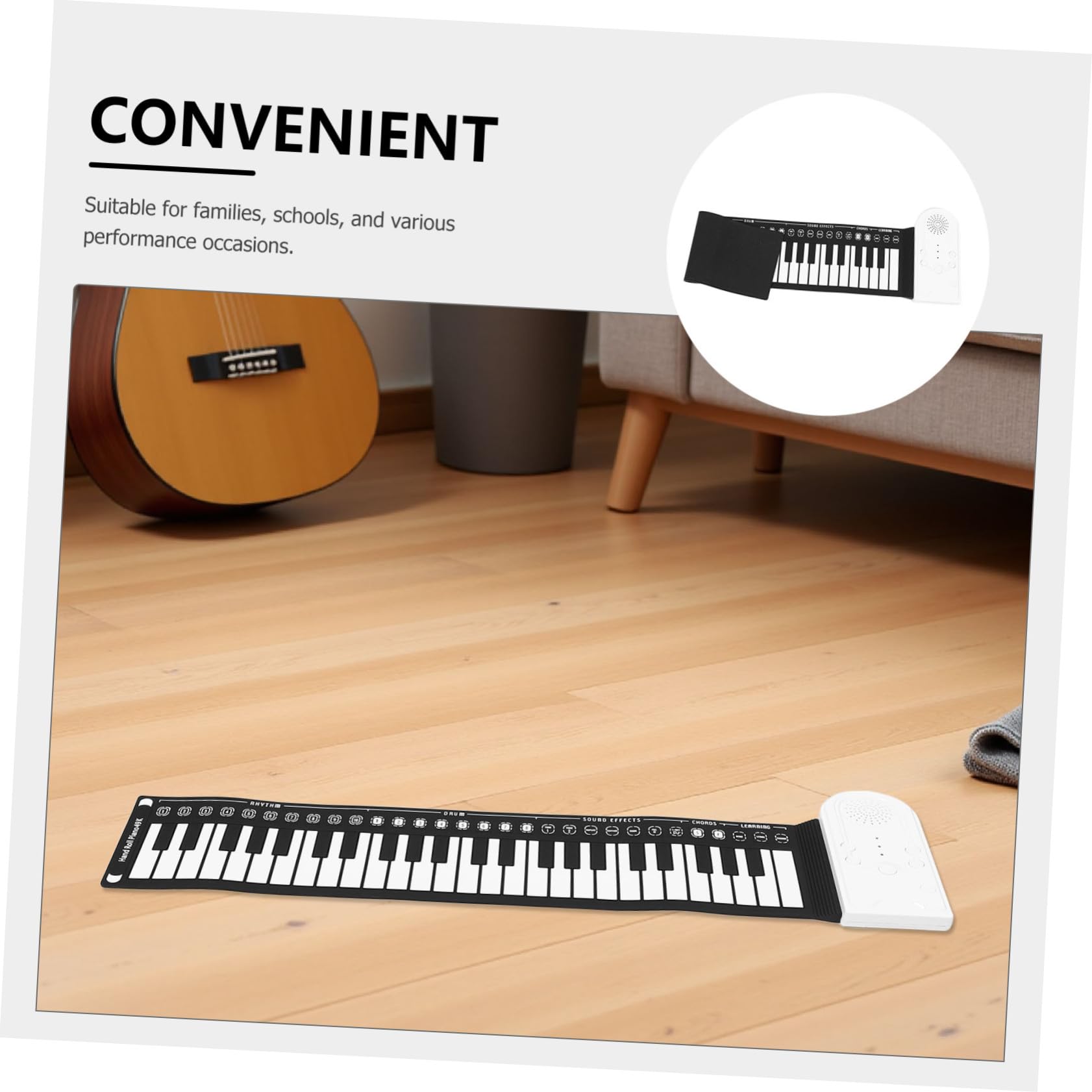 ABOOFAN Silikon-keyboard Faltbar Tragbar mit Tasten Elektronisch für Anfänger Kinderreisepiano Aufrollbar mit Digitalem Klaviergefühl für Unterwegs Musikunterricht