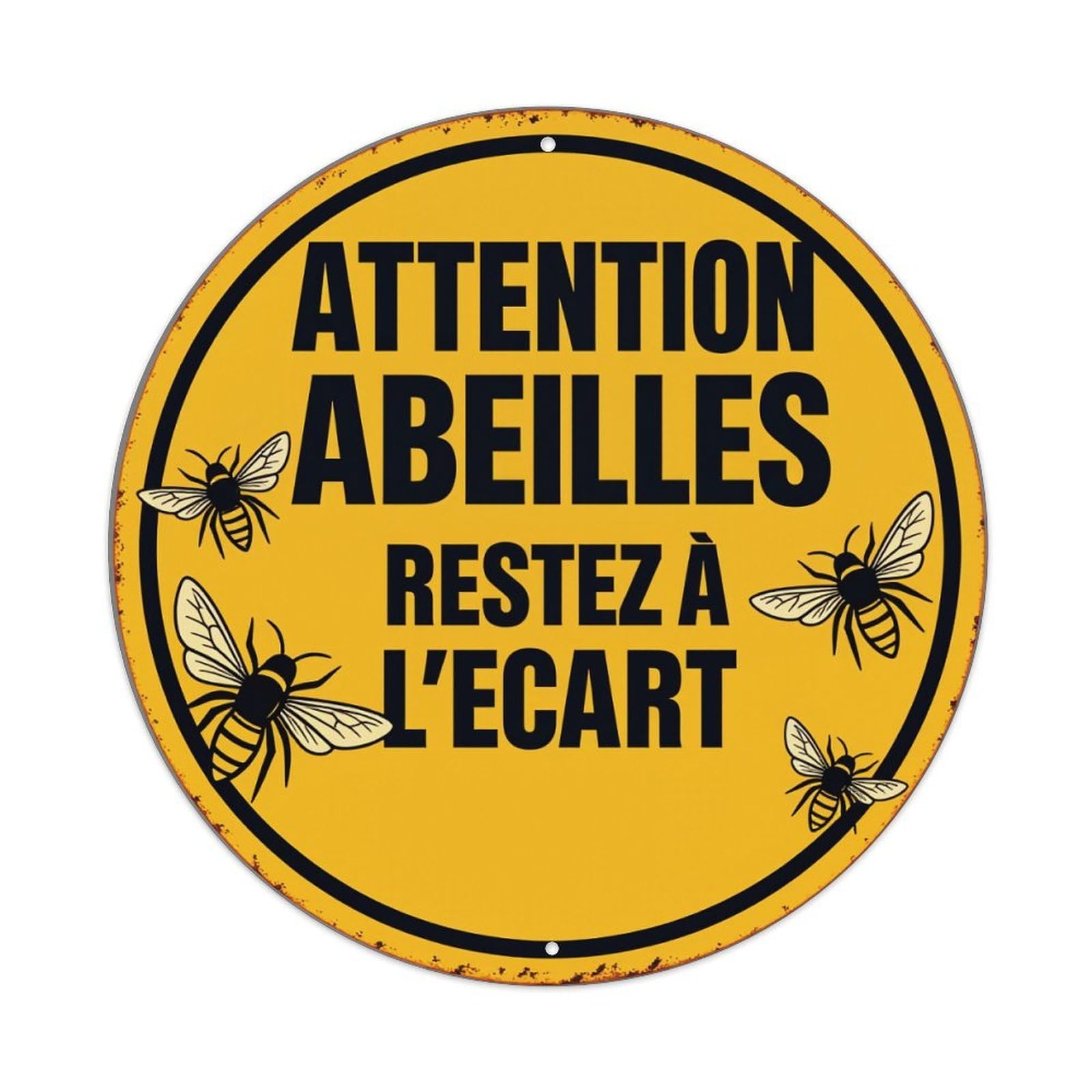 Attention Bees Stay Away Metal Tin Sign Vintage Garden Bedroom Cafe Bar Man Cave Home Wall Decor Metal Poster 8x8 inches