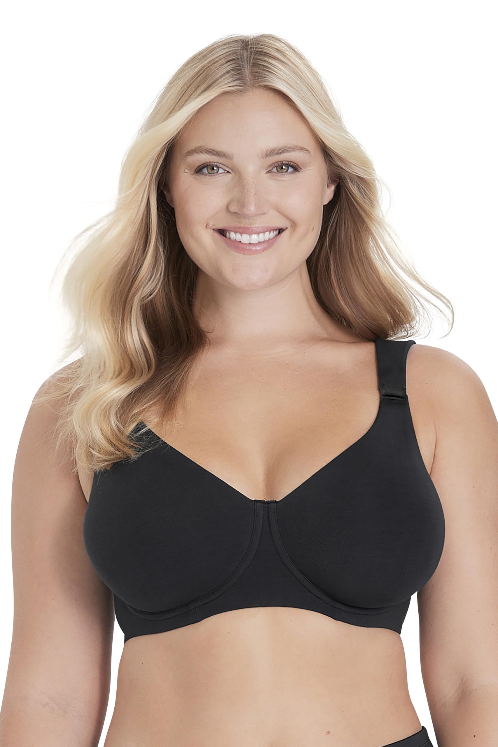 Miss Mary of Sweden Organic Cotton T-Shirt Bra – Underwired, Seamless, Soft Lined Cups 34DD Black