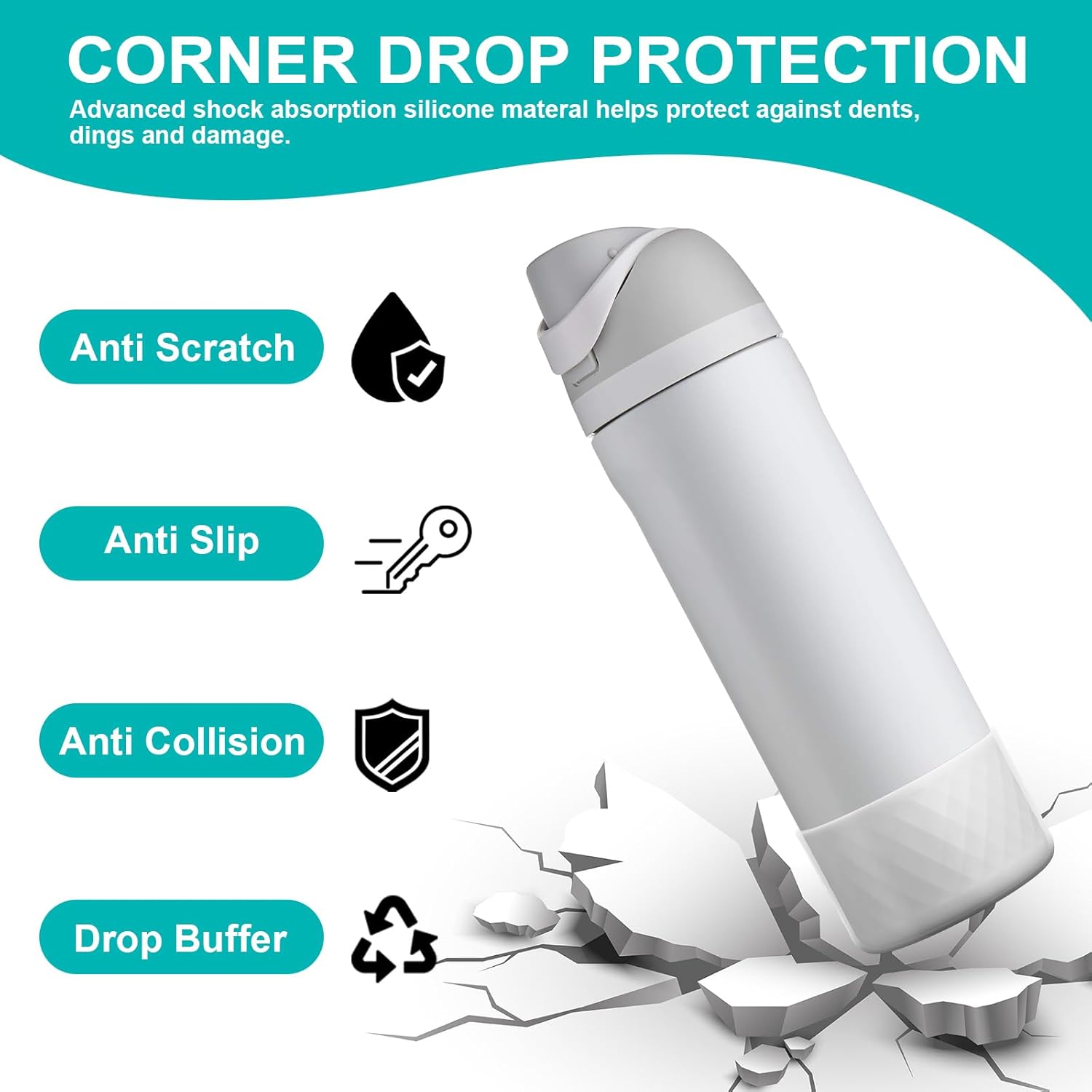 yoelike Grid Silicone Boot for Owala Water Bottle, Anti-Slip Protective Sleeve for FreeSip/Twist/Flip, Bottom Bumper Cover for Watter Bottle Accessories - Image 3