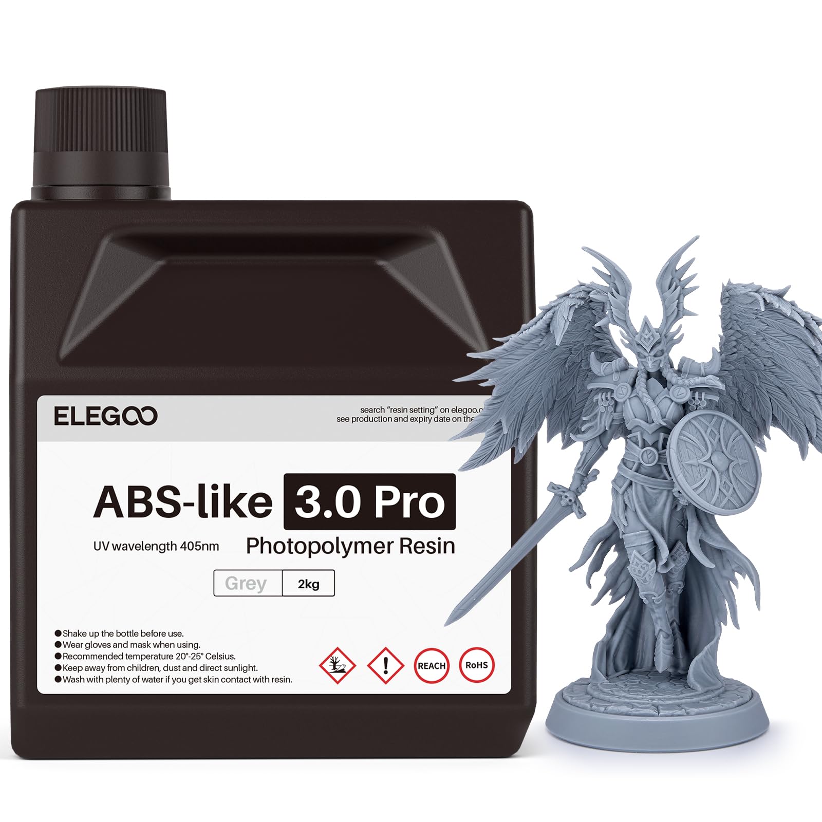 ELEGOO Résine ABS Like 3.0 Pro pour Impression 3D Imprimante 3D LCD MSLA DLP UV 405nm Résine Photopolymère, Haute Précision, Résistance et Ténacité Améliorées, Gris 2000G