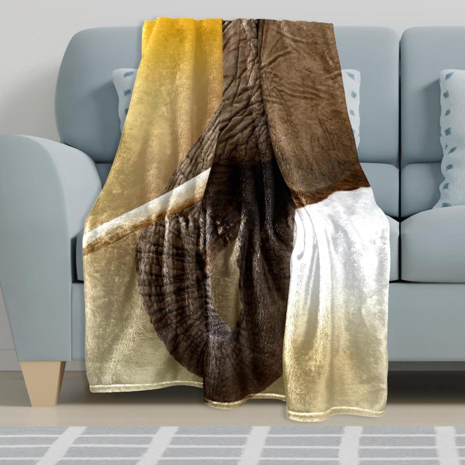 Elefanten-Fleecedecke Mit 3D-Wildtiermuster – Flauschig, 152x200 Cm, Für Sofa & Bett