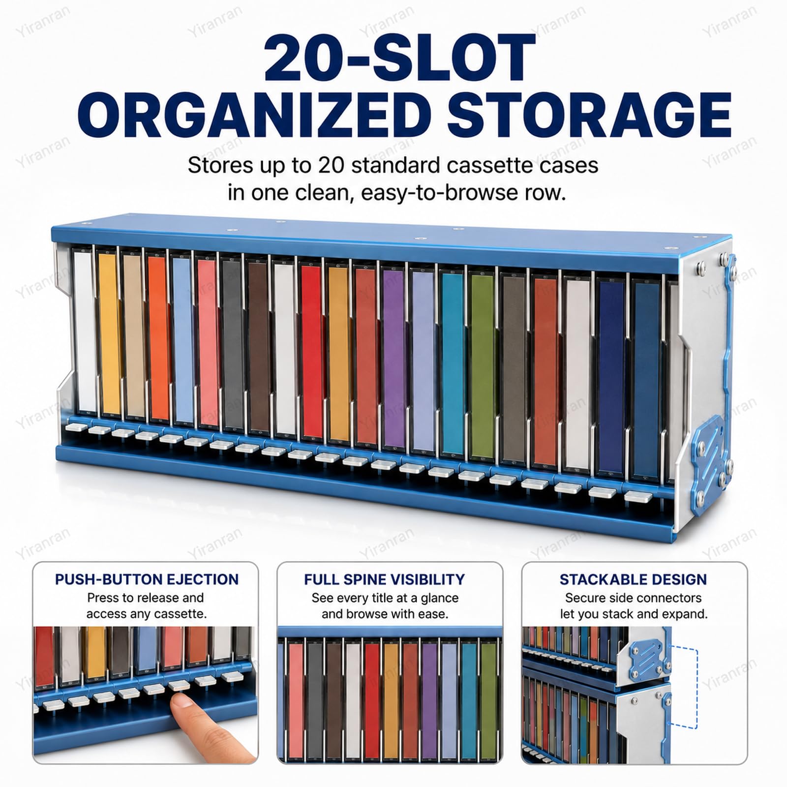 Scatola Porta Cassette In Alluminio, Con Sistema Di Espulsione A Pressione, Contiene 20 Cassette Standard, Con Schermatura Magnetica, Ideale Per Casa, Ufficio E Per La Conservazione Collezioni