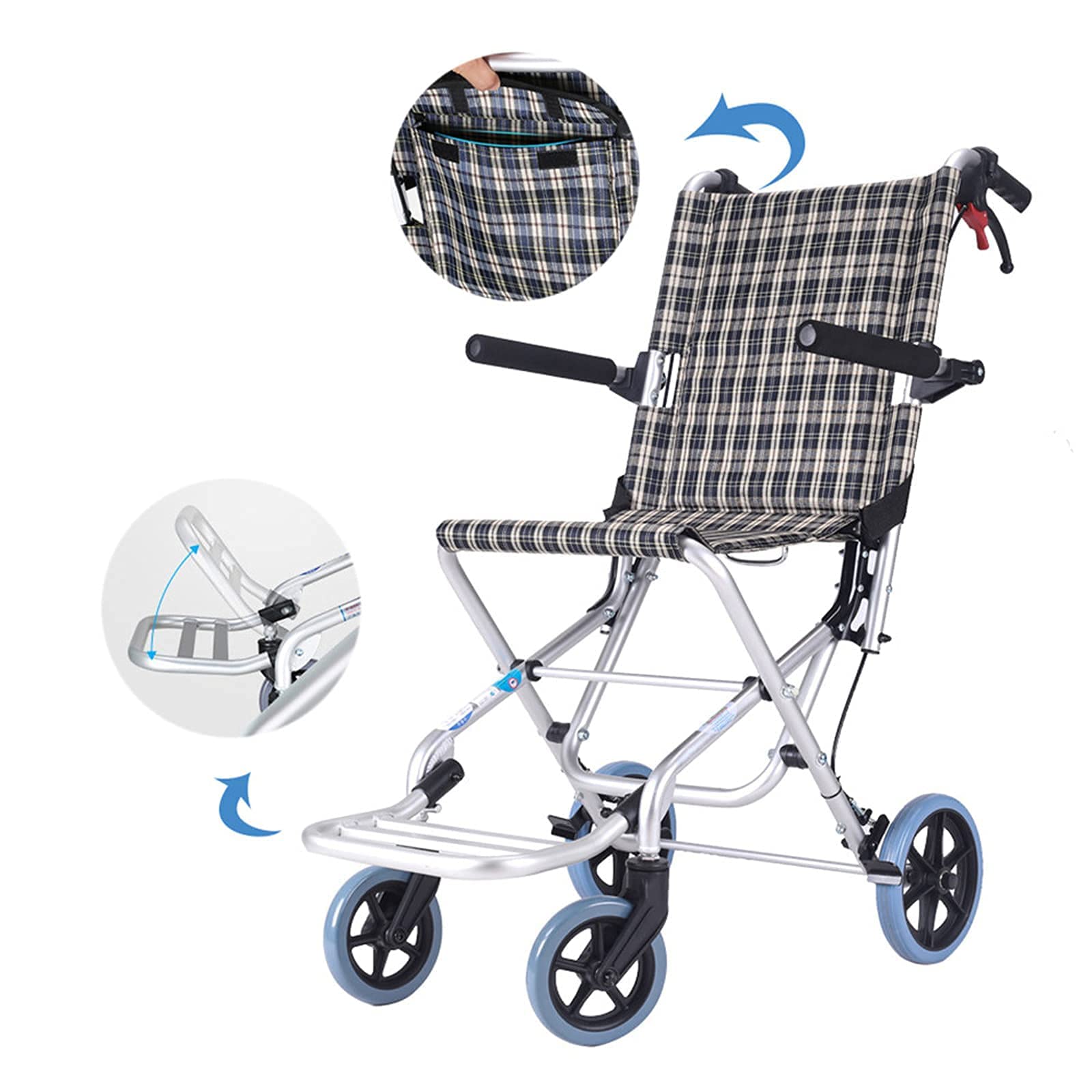 Sillas de Ruedas Plegables Silla de Ruedas Manual Plegable, Adultos Silla de Ruedas Plegable Ultraligera para Mayores Asistencia para Discapacitados Coche Silla de Ruedas Transporte Silla de