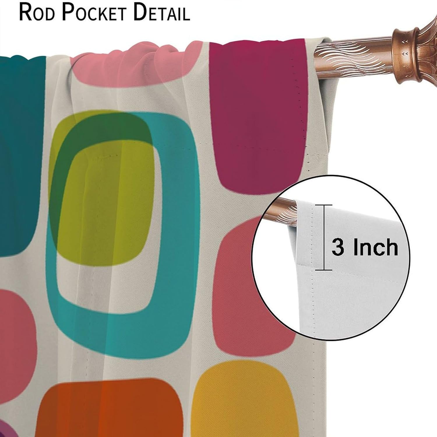 Mid Century Style Curtains,Modern Abstract Geometric Vintage Colorful Shape Pattern Blackout Window Door Curtains for Bedroom Living Room Bathroom Home Set 2 Panels,42x54 Inches