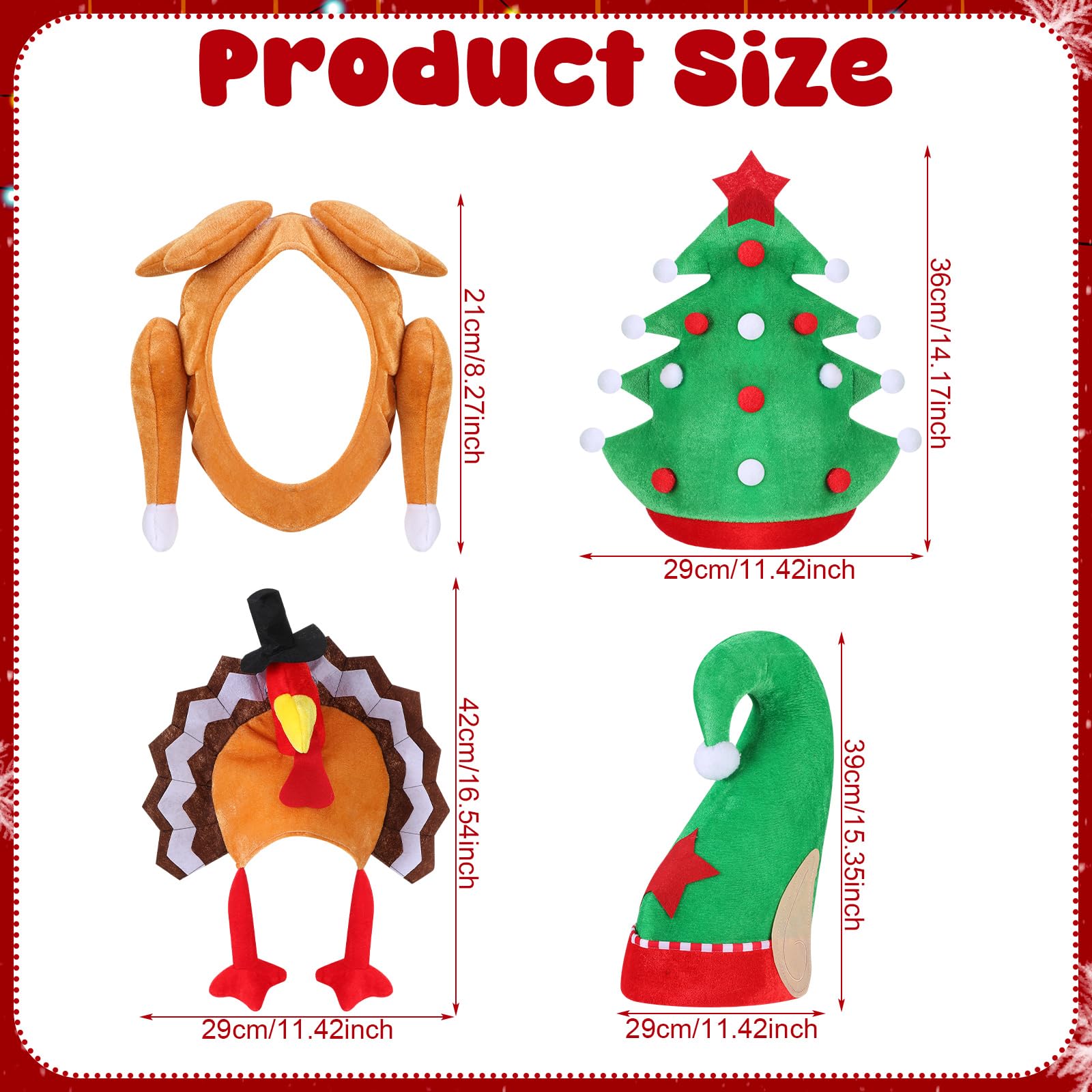 Zomiboo 8 Pcs Christmas Headwear for Adults Funny Xmas Hats Santa Tree Elf Turkey Hilarious Holiday Costume Novelty Hats for Festive Funny Dress Headwear for Thanksgiving or Xmas - Image 2