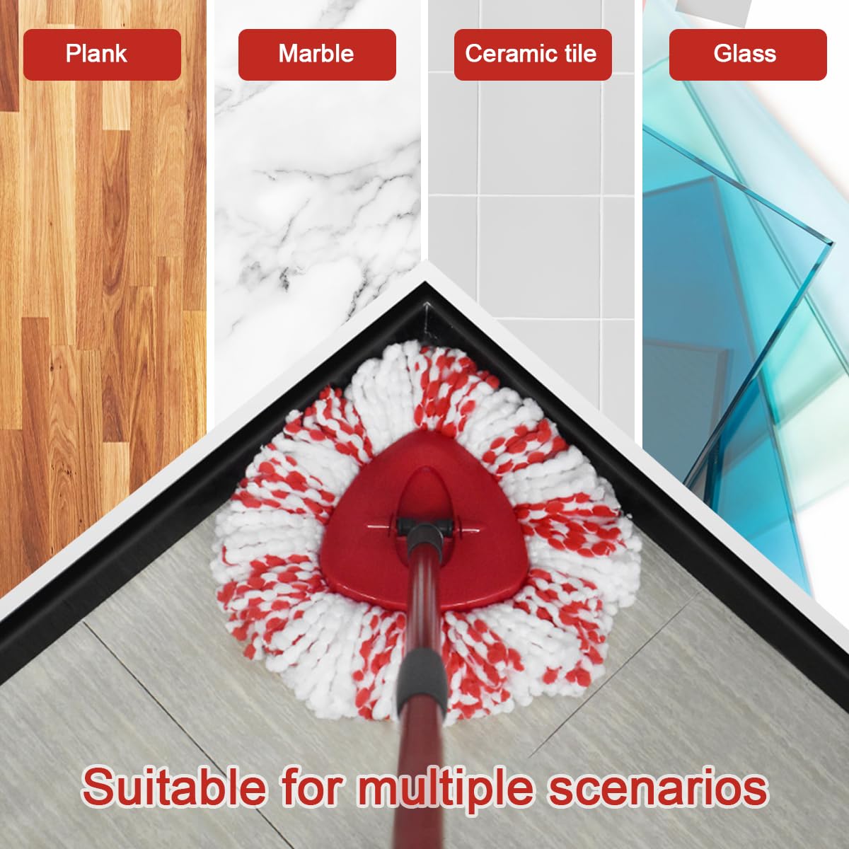 3 Pack Microfiber Mop Head For O-Cedar Clean Pad, Spin Mop Refill For O Cedar Easywring Mop Easy Cleaning Mop Head Replacement - Foto 4