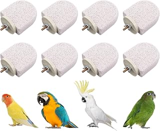 8 PCS Bird Perch Stands, Calcium Perch Beak Grinding Stone Foot Claws Trimmer Platform Chewing Toys for Small Medium Parrot Cockatiel Conure Lovebird Finch, 2.56x2.76 Inch
