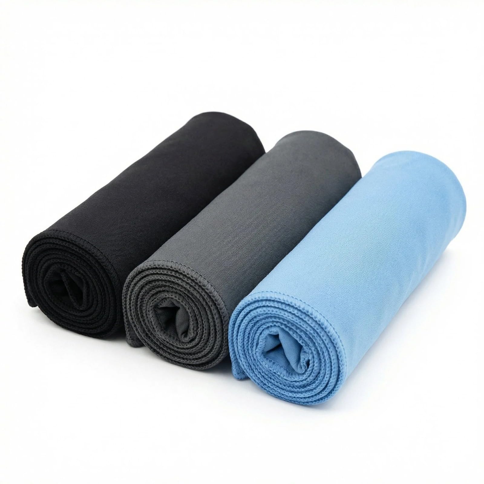 SINJAETRQ 3 Pack Gym Towel Set, Microfibre Towel for Sports & Fitness, 80x40cm Fast Drying Sweat Towels for Men Women, Yoga Camping Travel, Light Blue Black Dark Grey