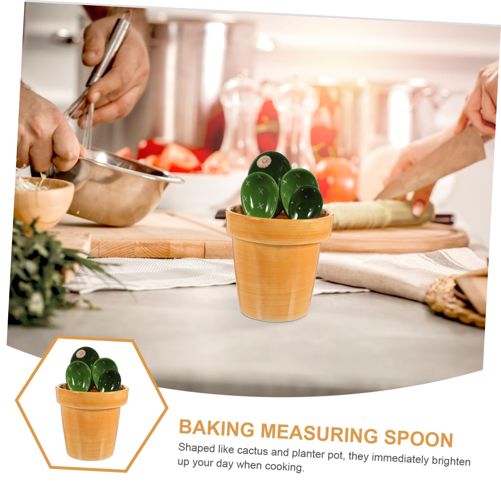 Healifty Cucharas Medidoras de Cocina Cactus Cerámica 5 Piezas Base Soporte Ergonómicas para Medir Azúcar Sal Leche en Polvo Utensilios para Hornear y Cocinar
