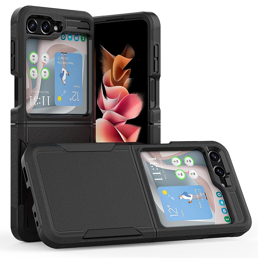 Samsung Galaxy Z Flip 5 Case - Shockproof, Durable Protective Case for Z Flip 5 5G, Black