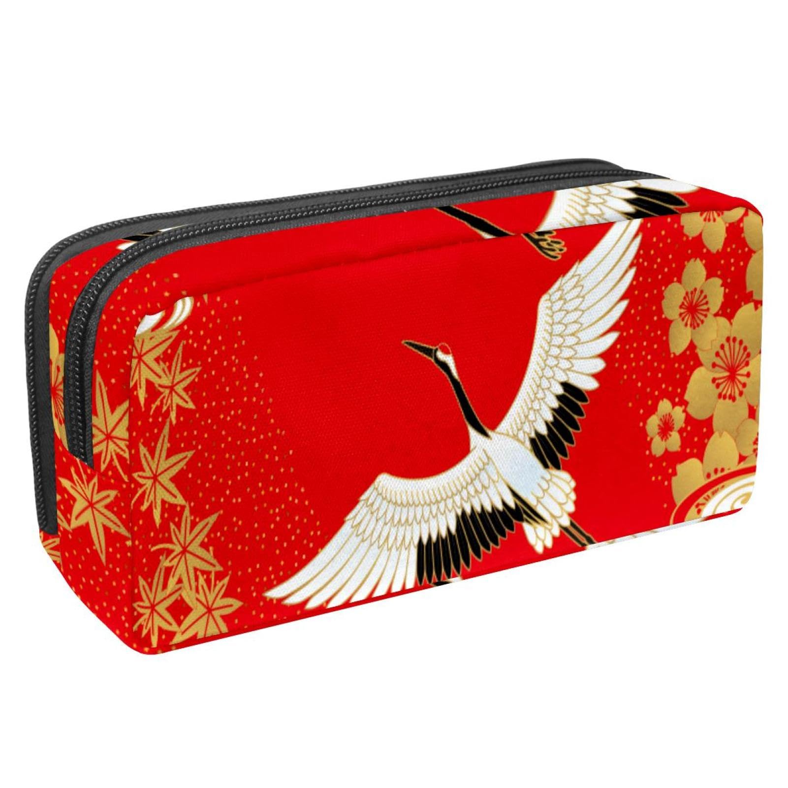 Eslifey Pencil Case, Cranes Cherry and Maple Large Capacity Pencil Pouch Stationery Pen Bag
