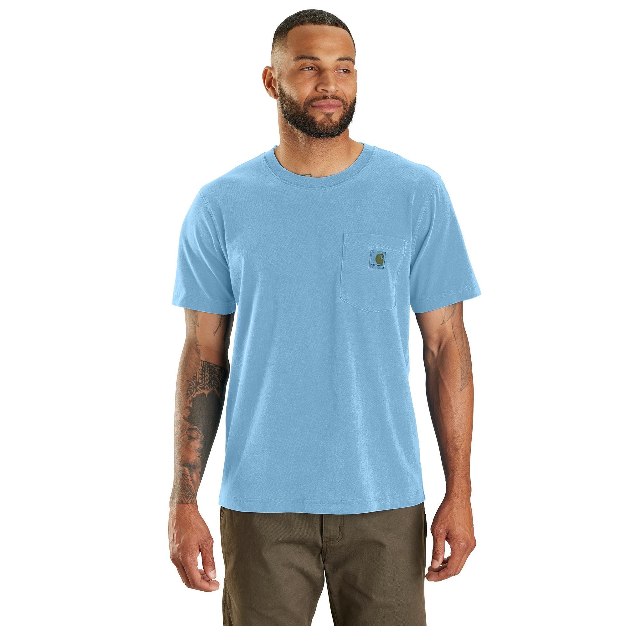 Carhartt Men's Irvine Relaxed Garment Dyed T-Shirt, Fresh Water, Medium