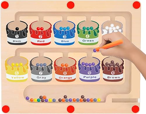 Miniatura 1 de Aokehy Laberinto magnético de color y números, juguetes Montessori para niños de más de 3 años, aprendizaje educativo a juego de colores,