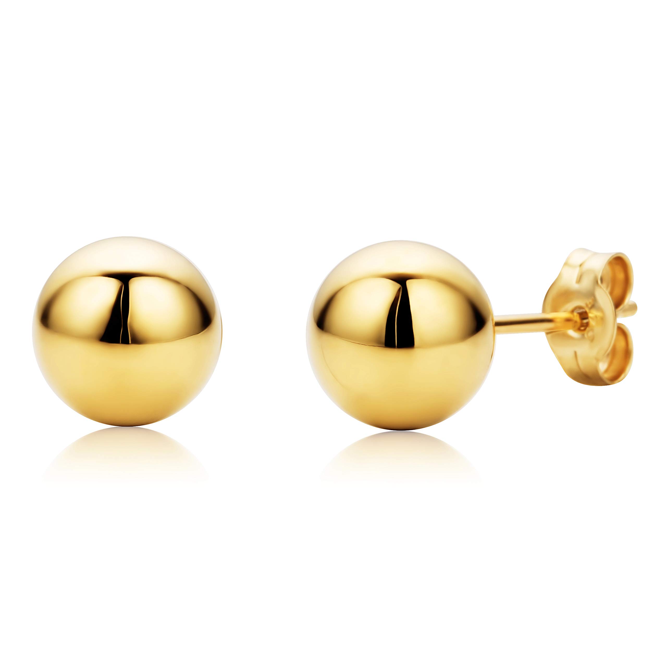 Orovi Schmuck Damen Klassische Zeitlose runde goldene Kugel Ohrstecker elegante Ohrringe aus Gelbgold 18 Karat(750) Gold, Durchmesser 7 mm