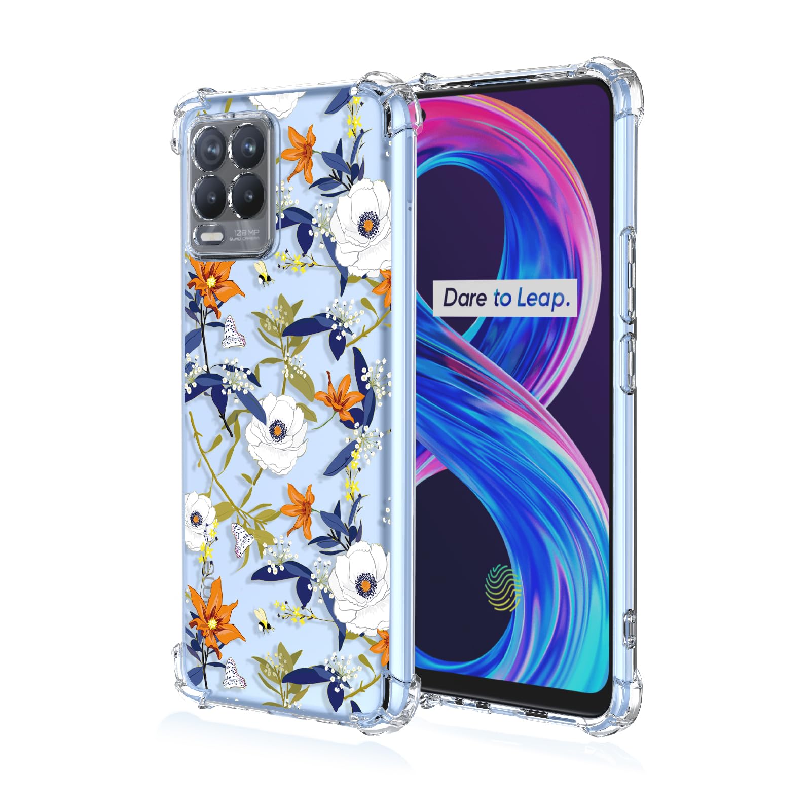 RRXSYXL for Realme 8 Pro Phone Case with Clear Floral Pattern,Shockproof Protection Soft TPU Case for Realme 8 Pro (Colorful Floral)