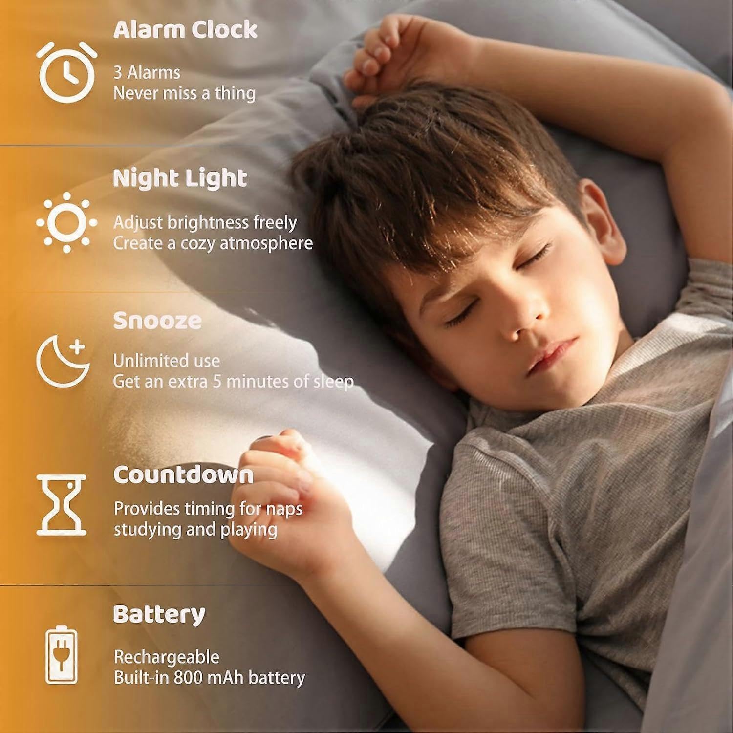 Kabelloser Wecker für Schlafzimmer, einfache Digitaluhr mit lauten Pieptönen, niedliches Capybara-Nachtlicht dimmbar, Kinder Wake Up Sleep Trainer, Jungen und Gir