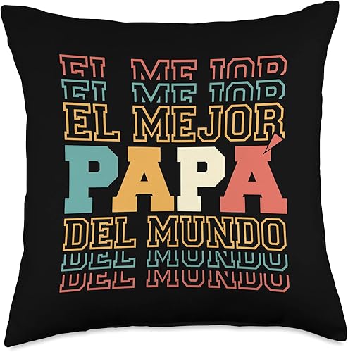 Dia Padre-El Mejor Papa Del Mundo - Almohada vintage, 18 x 18 pulgadas, multicolor