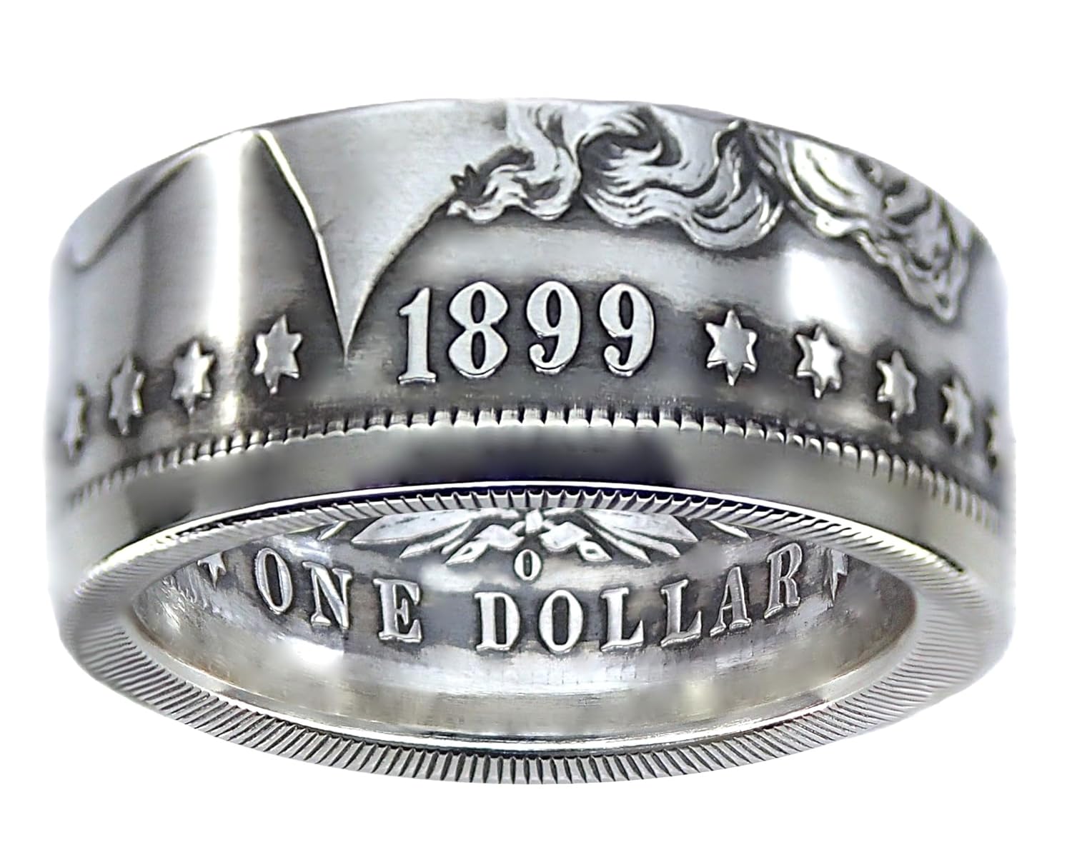 MORGAN Silver Dollar U.S. Coin Ring (Sizes 7-15) - Custom Handmade in USA (Antiqued/Heads, 11.5)
