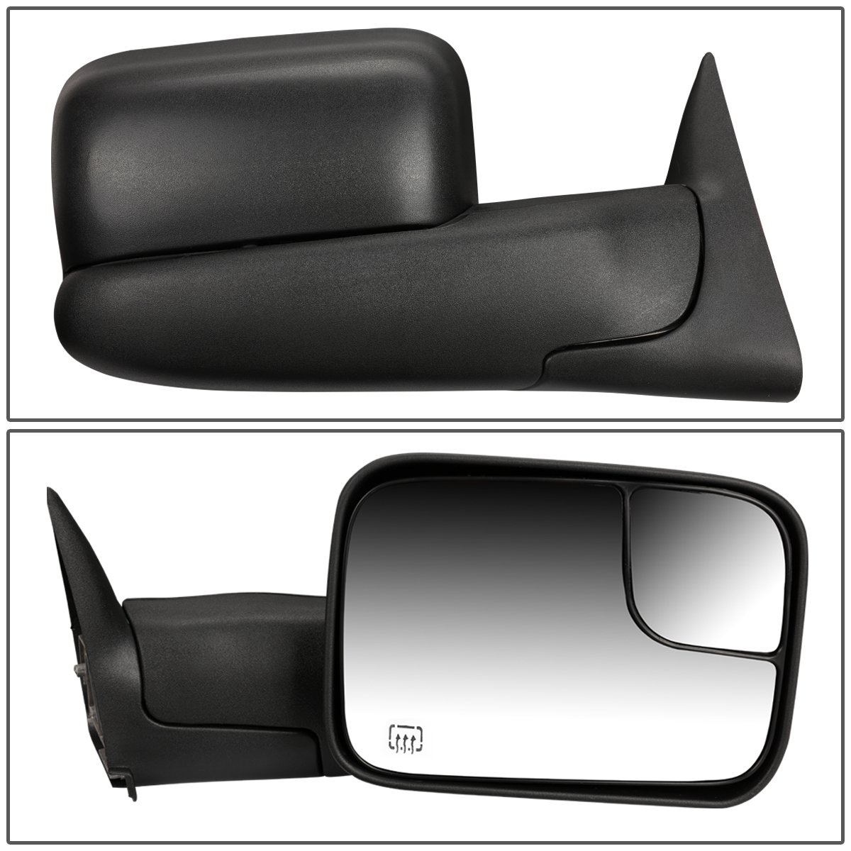 Auto Dynasty Right Passenger Side Black Power Heated Glass Flip Up Rear View Side Towing Mirrors Compatible with Dodge Ram 02-08