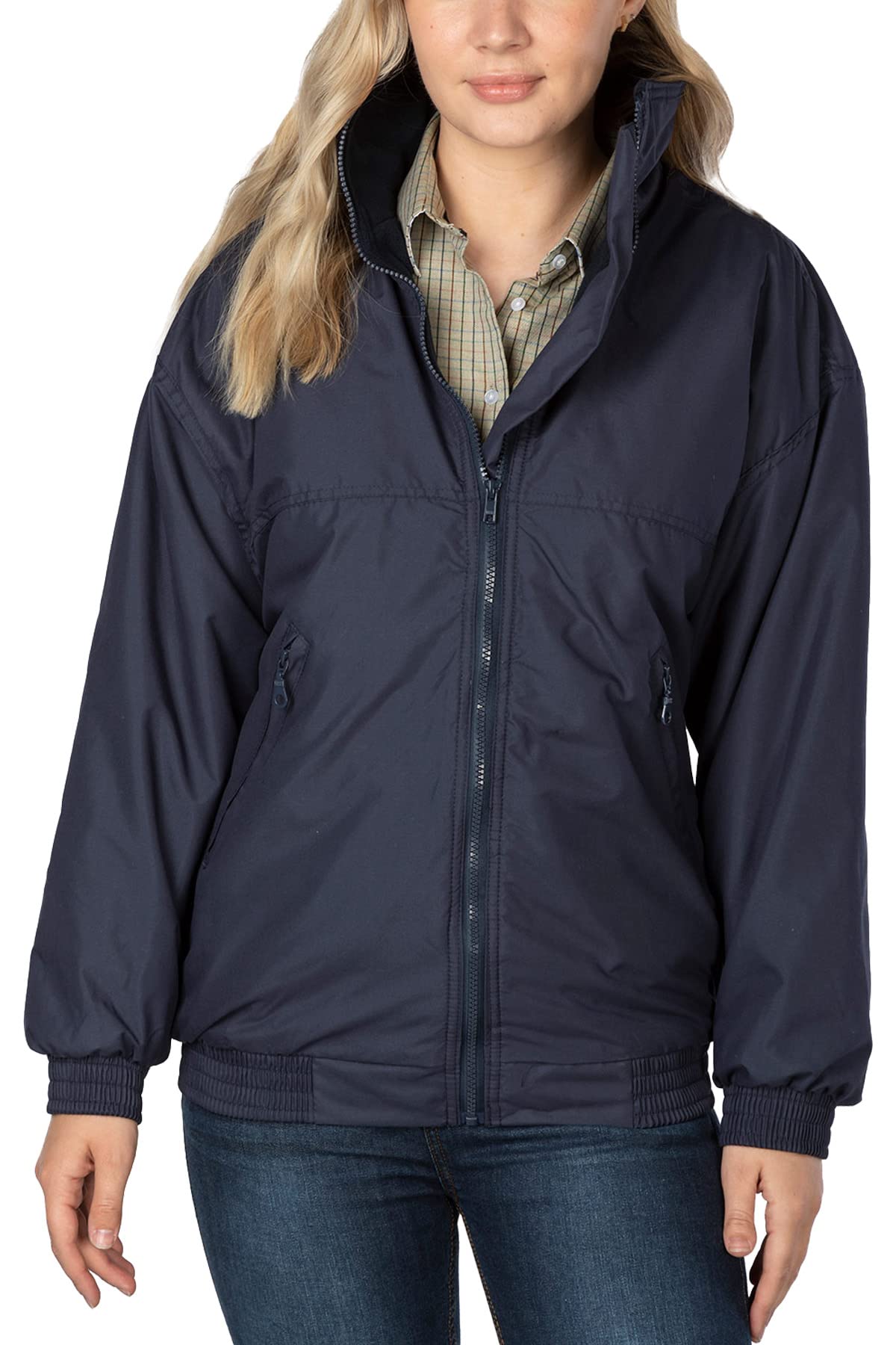 Rydale Women's Navy Micro Fleece Lined Bomber Jacket Bomber Style Jacket 6 Colours (As8, Alpha, X_s, Regular, Regular, )