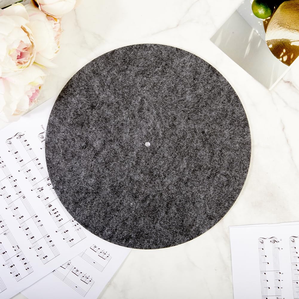 CRASPIRE 2Pcs Vinyl Record Felt Pad Turntable Platter Mat 11.6 Inch Gray Anti Slip Anti Static Flat Round Disc Protective Wool Player Slipmat Mats for Damped Resonance Cleaner Audio Output Home - Image 2