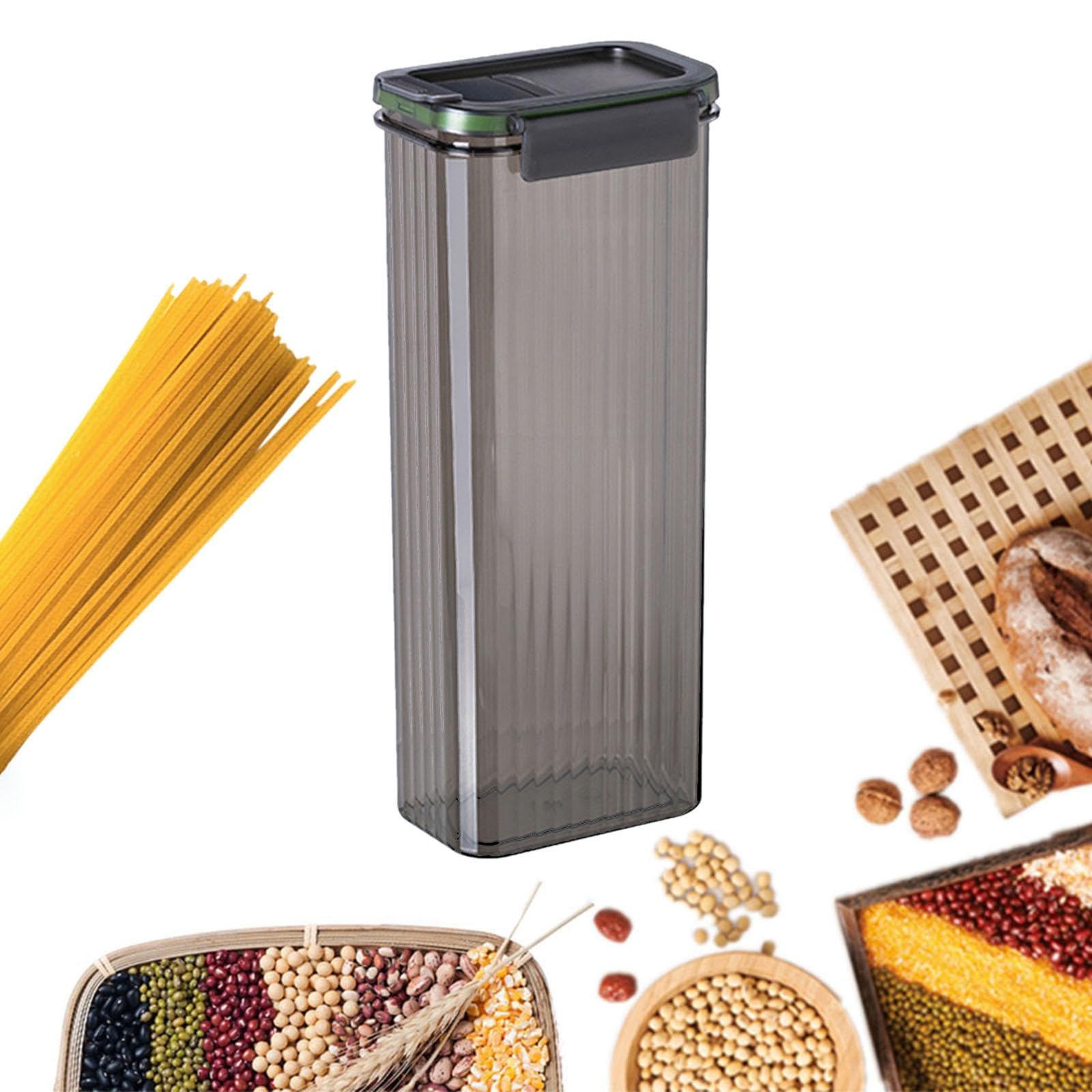 predolo Spaghetti Behälter, Luftdicht, mit Deckel, Nudel Aufbewahrungsbox, Nudelgläser, Transparenter Vorratsbehälter, Lebensmittel Aufbewahrungsbox für Bohne, GRAU
