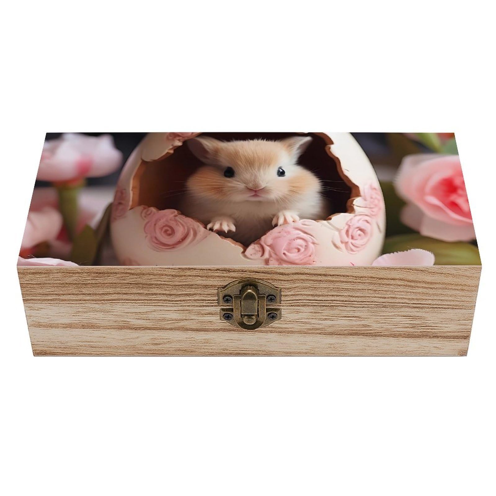 CGSBNGHA Easter Rabbit Wooden Storage Boxes with Lid Memory Box Decorative Organiser for Office And Home