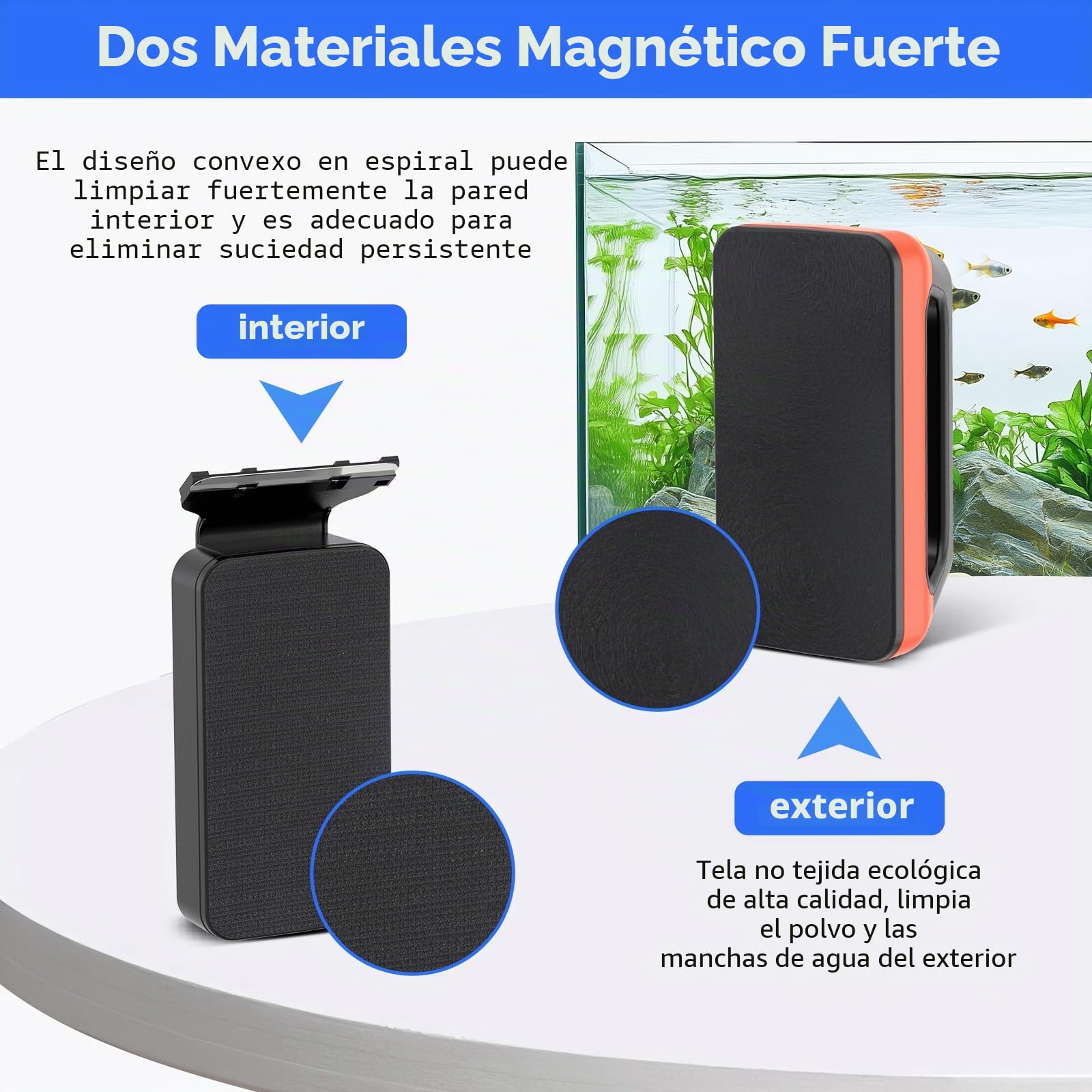Hygger Limpiador Magnético para Acuario, Cepillo Limpieza Acuario, Aquarium Magnetic Glass Cleaner con Raspador Extraíble for Freshwater and Saltwater Aquariums(M)