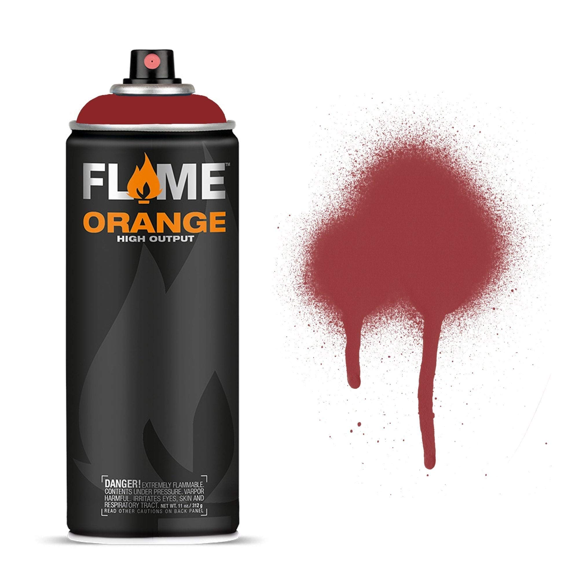 Molotow Flame Orange Spray Paint - Matt Acrylic 400ml Can Brown Red FO-699