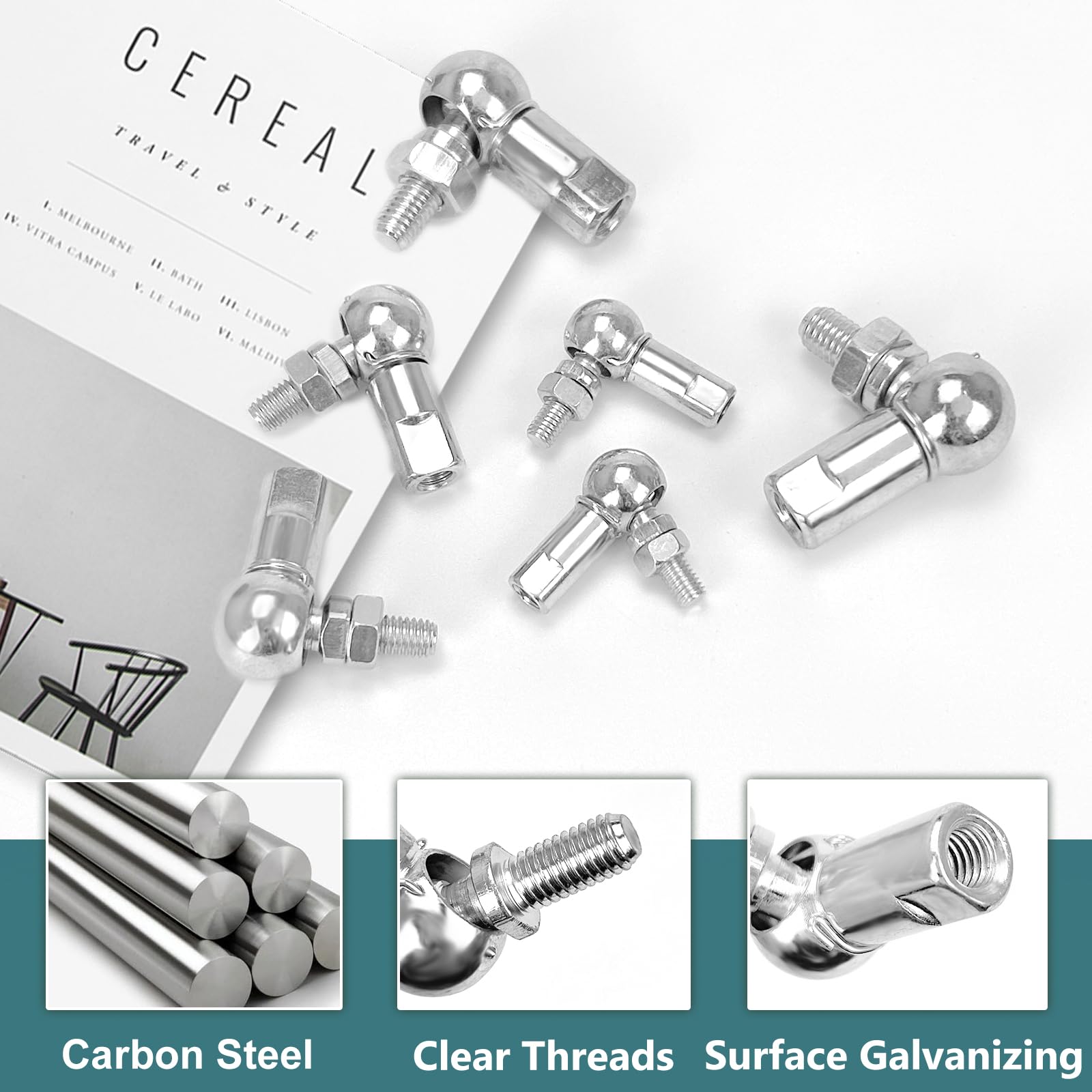 Kit 6 Rotules L à Traction - CS13-M8 | CS10-M6 | CS13-M5 - Têtes De Liaison à Rotule En Acier Galvanisé