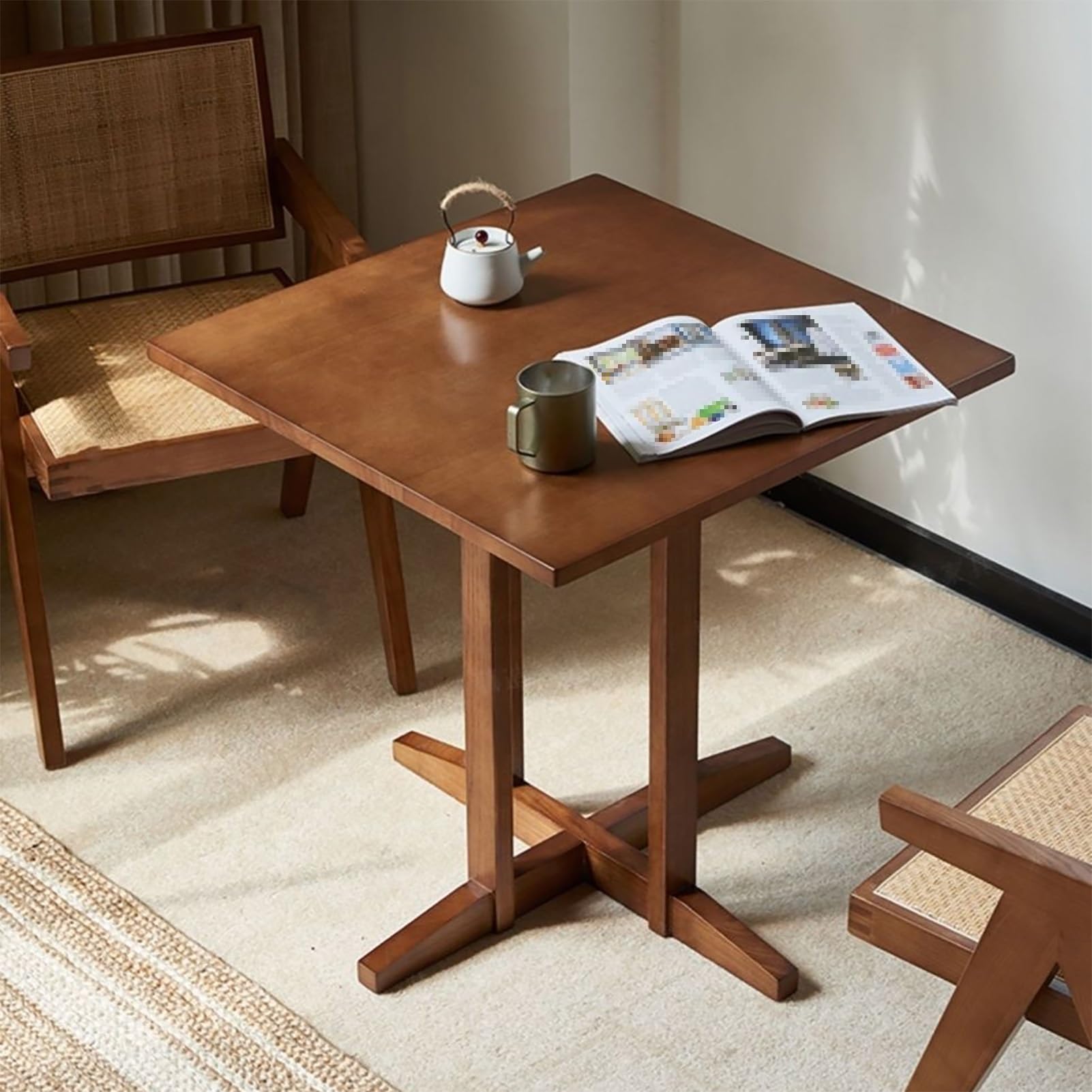 Tavolo da Pranzo Quadrato, Tavolo da Cucina in Legno, Struttura Stabile, Tavolo da Riunione per Ufficio, Tavolo per la Negoziazione Della Reception, per Casa, Ufficio(70cm/27.5in)