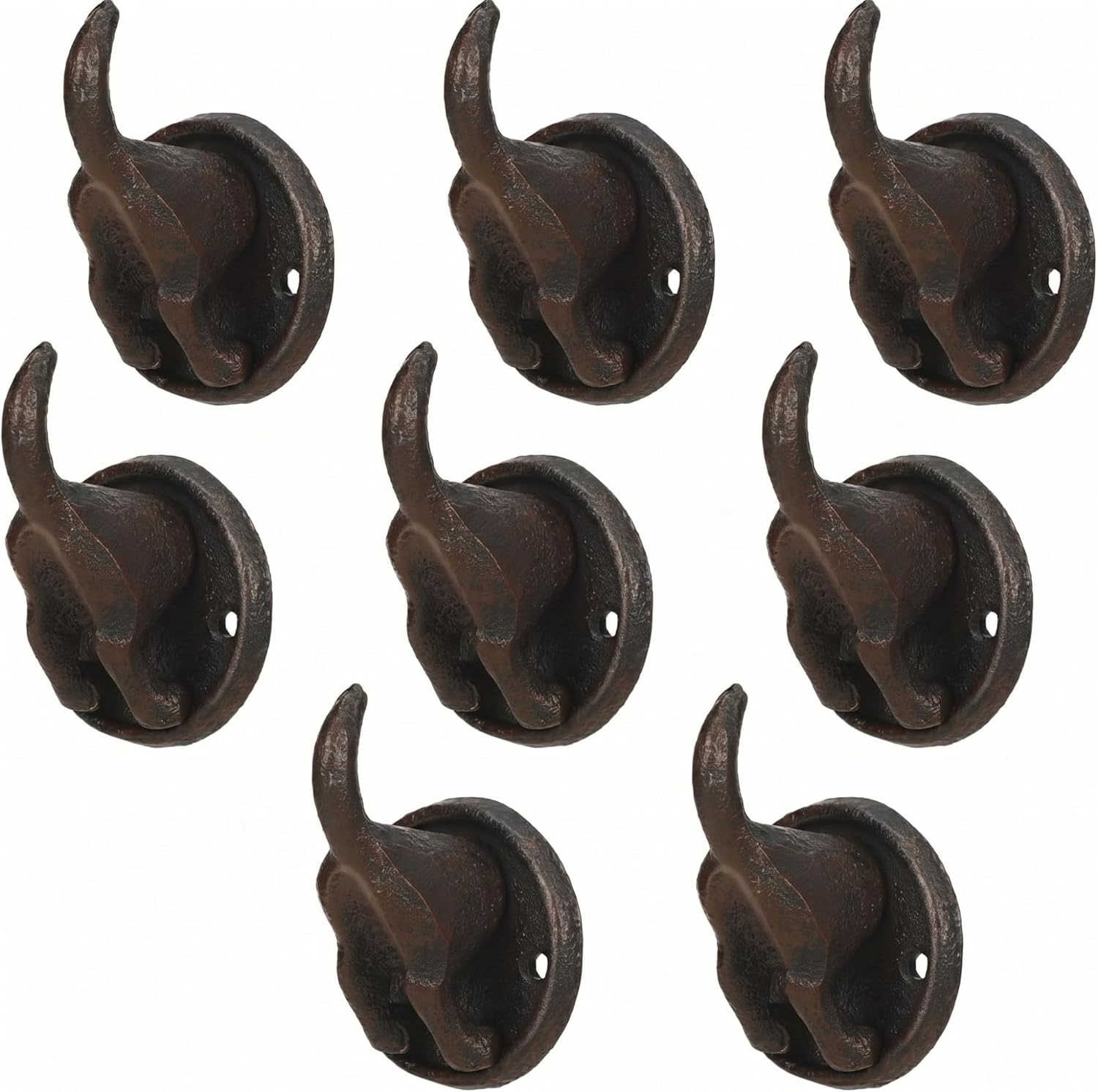 Silkfly 4 Pack 100% Cast Iron Dog Tail Hooks for Wall Mount Dog Leash Holder Heavy Duty Key Coat Decorative Wall Hooks Hanger for Dogs Lovers Stylish Storage for Home Entryway Bedroom Office