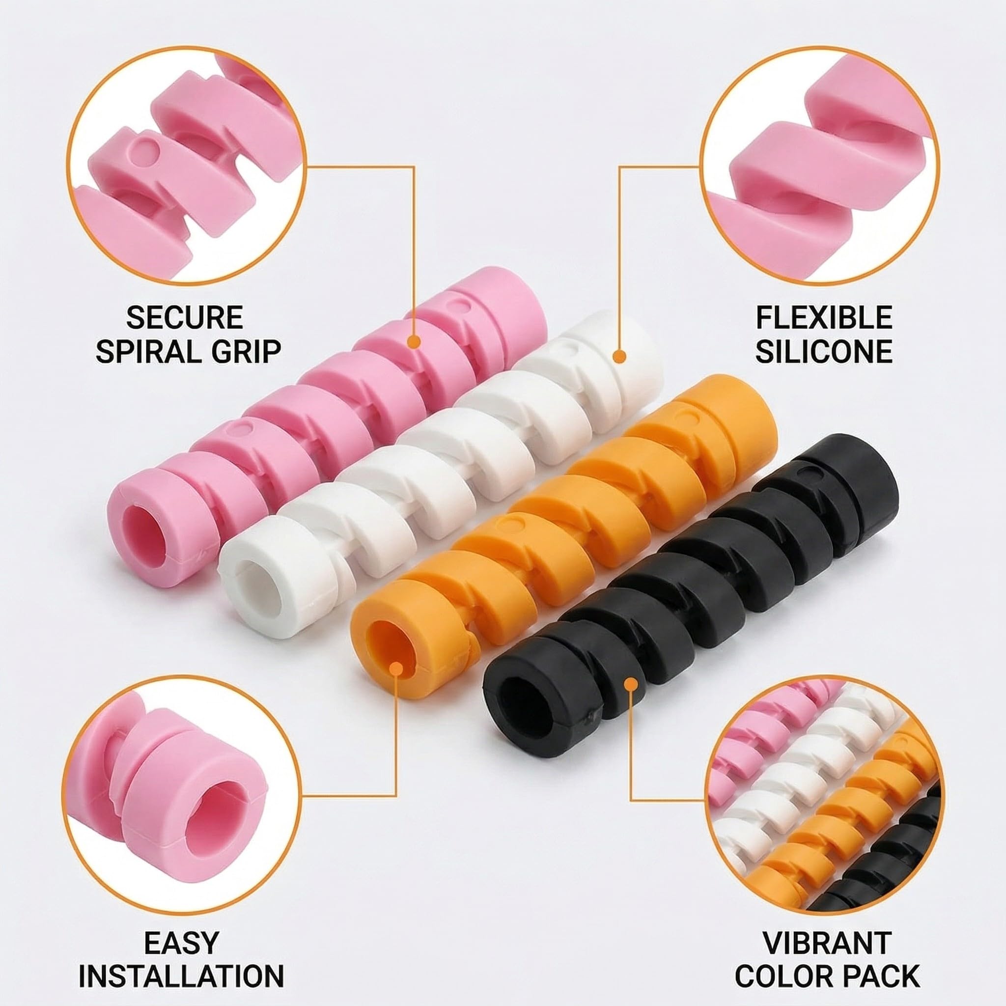 20 Pezzi Guaina per Cavi Elettricim Salvacavo per Caricabatterie Flessibile Silicone Micro USB Protector Tuta di Protezione per Cavo del Mouse per Tutte Le Linee Dati del Cellulare