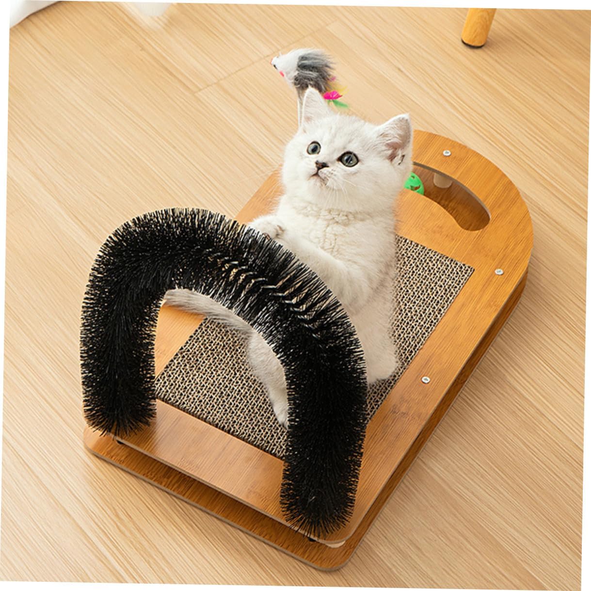 PRETYZOOM Wear-Resistant U-Shaped Cat Scratch Pad with Replaceable Scratching Board Multifunctional Self-Entertainment for Indoor Cats
