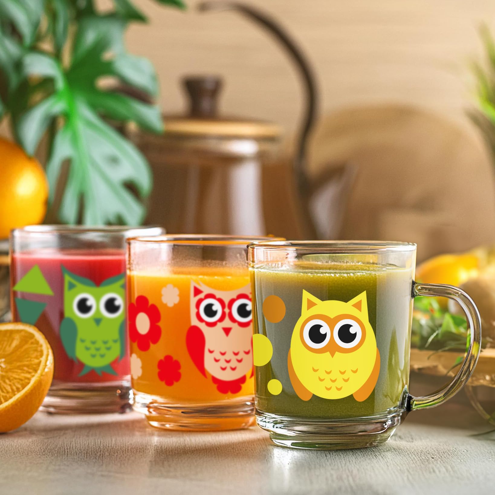 Glasmark KROSNO Zestaw 6 Kubków dla Dzieci z Motywem Sowy 220 ml