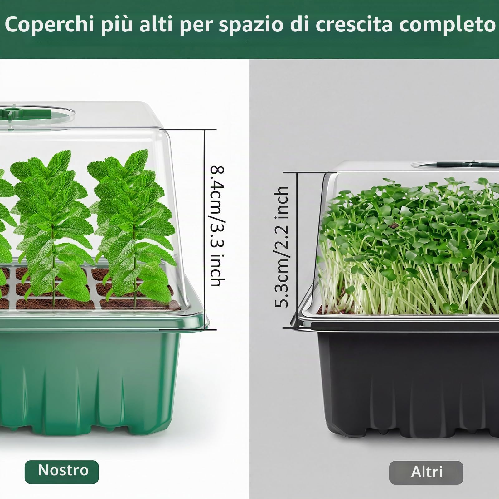 Verdenu Semenzaio, 6 Pezzi Semenzaio Germinazione, Mini Serra Rialzata Alveoli per Semina, 12 Fori di Propagazione dei Semi, Vassoio Germinazione per Semi con 7 Strumenti di Ventilazione
