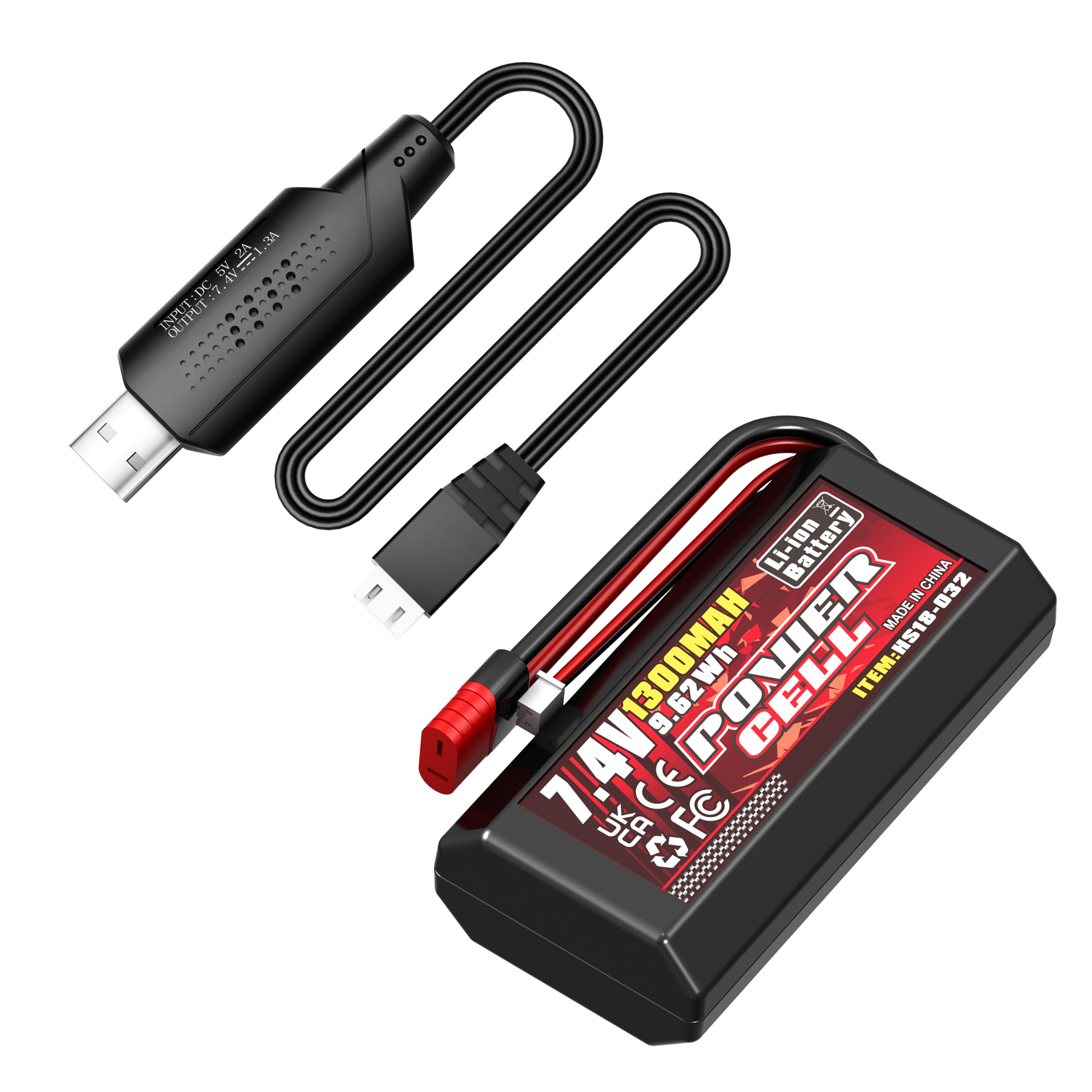 2S 1300mAh Modularity RC Car Upgrade Accessories, Lithium-ion Battery, Spare Parts RC Battery for 1/18 &1/16 &Scale HS18-21 HS18-03 HS18-23 HS18-01 HS16-81