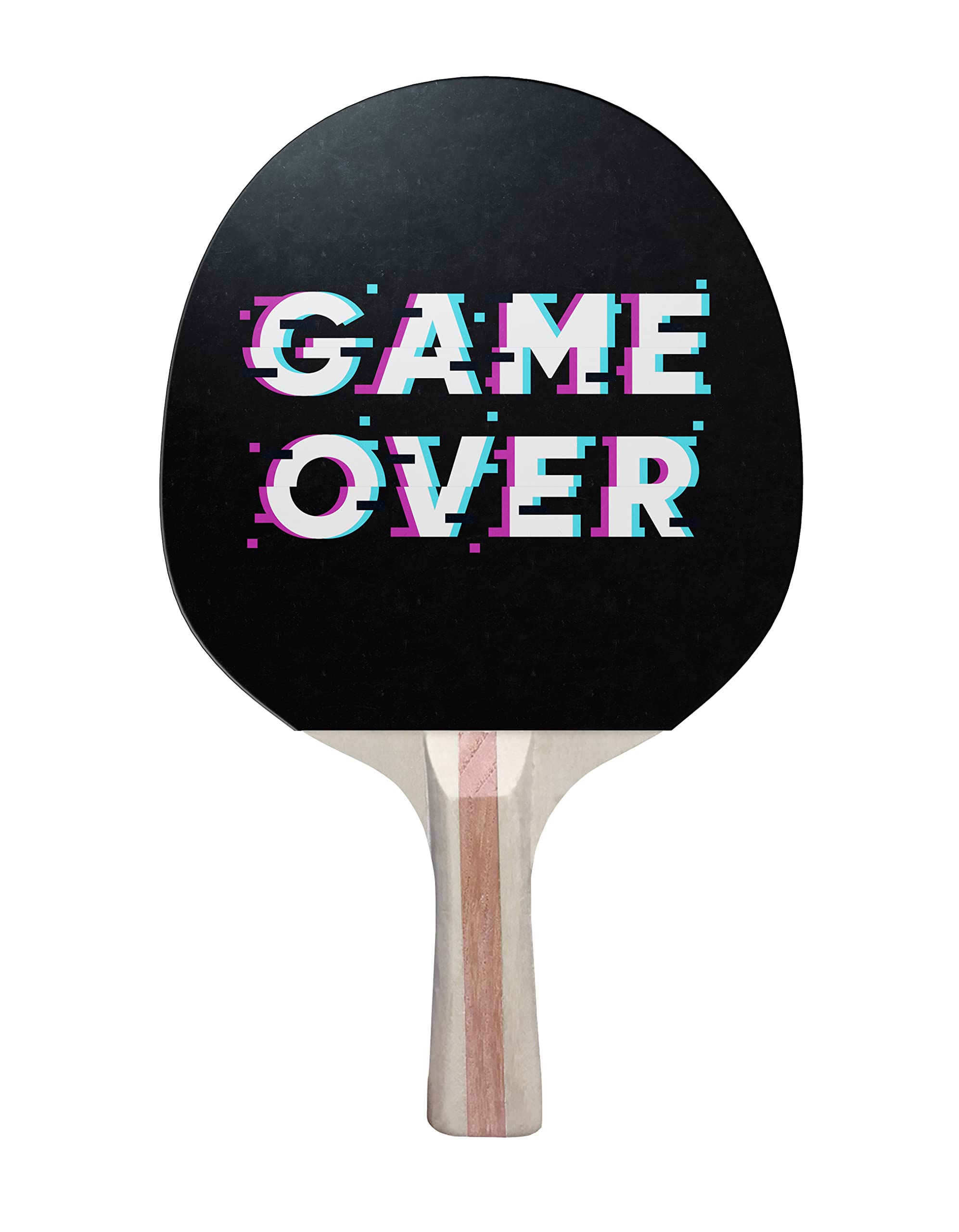 TigerTail Sports Pixel Game Over Colorful Design Ping Pong Paddle, Premium 5 Ply Table Tennis Racket (Red on Back)