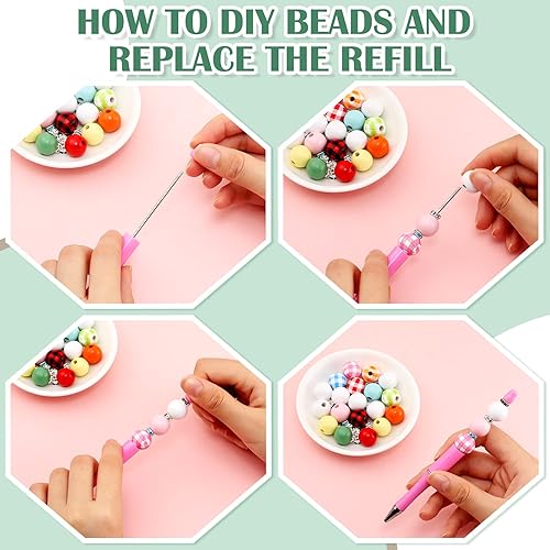Miniatura 7 de 12 bolígrafos con cuentas de plástico con 36 cuentas de madera de Navidad cuentas de granja a cuadros 36 cuentas de cristal bolígrafo surtido para