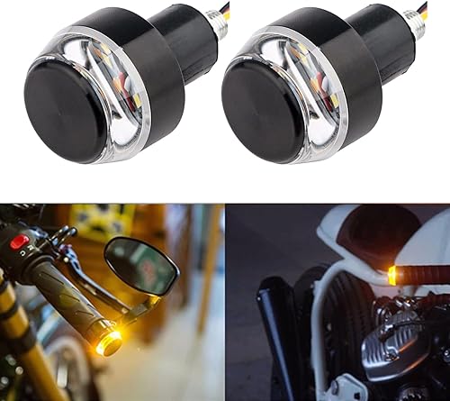Kewucn 2 luces LED para el extremo del manillar de motocicleta, señales de giro de doble color y luces de funcionamiento, marcador lateral de 12 V,
