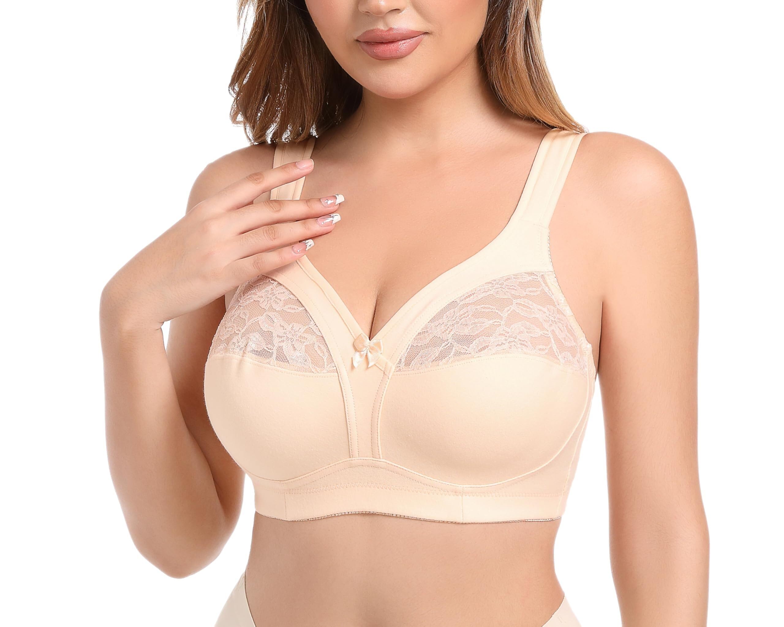Biustonosz Po Mastektomii Z Bawełny W Dużym Rozmiarze Damski Bra Pooperacyjny, Bez Fiszbin, Komfortowy, Na Co Dzień, Z Silikonową Protezą Piersi(Beige,E_38/85)