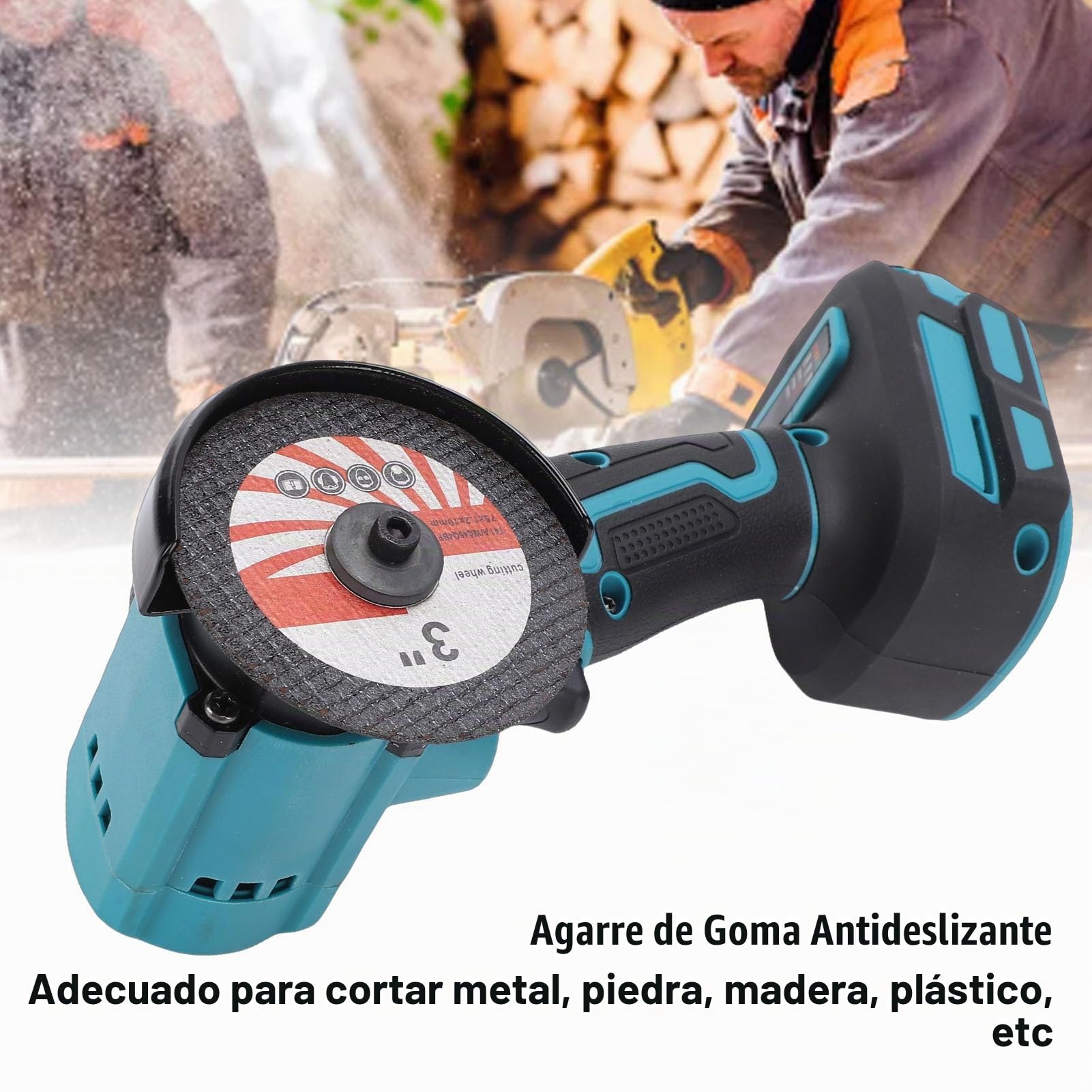 Jectse Mini Sierra Circular Inalámbrica de 12 V, 19000 RPM, con Hojas de Sierra de 3 Pulgadas y Cubierta Antipolvo, Sierra Circular Compacta para Madera, Plástico y Metal Blando