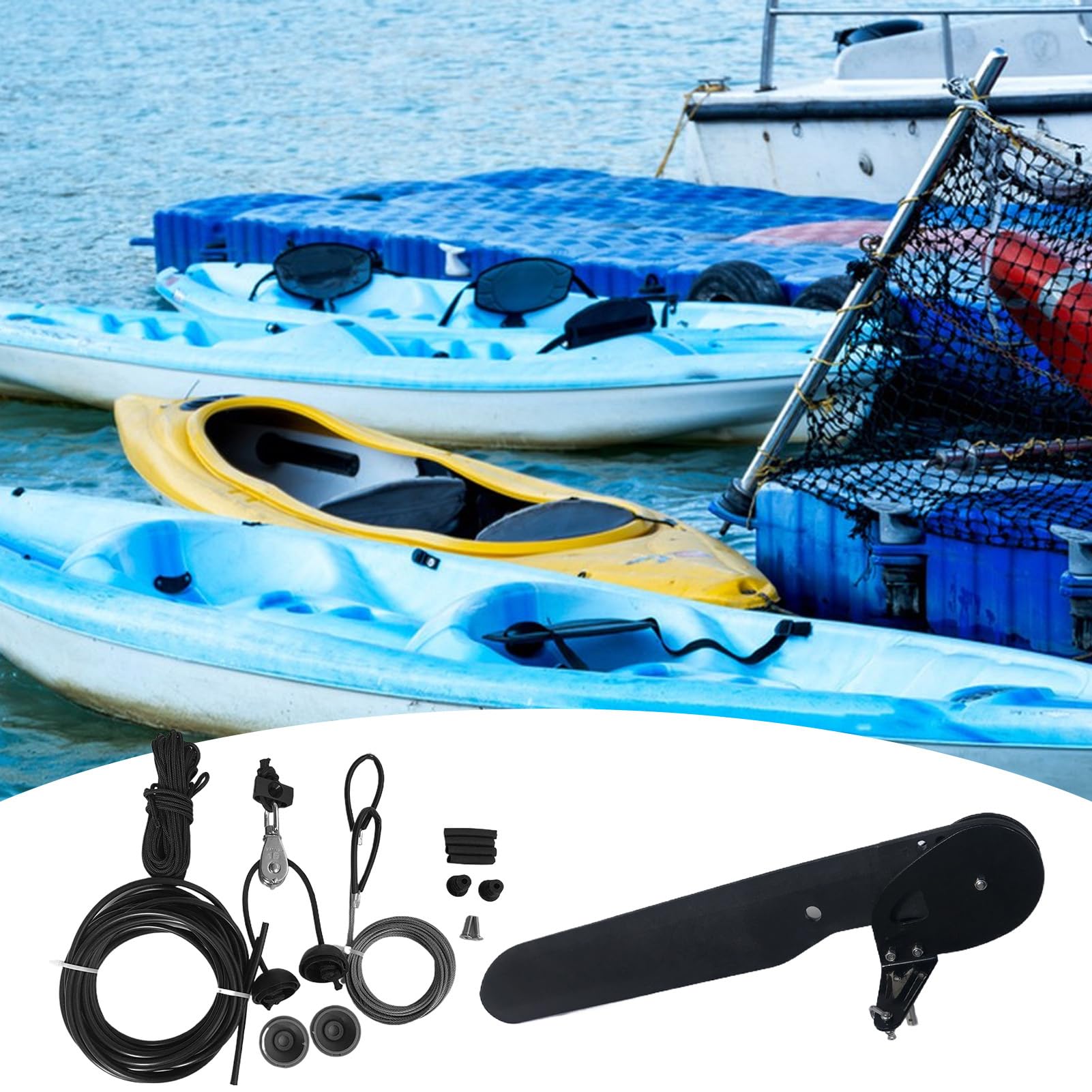 Trollingmotor-Steuerungsbausatz Transportables, multifunktionelles | Ruder-Satz für Fischerboote sowie Schiffe Für Outdoor Schleppangeln, Training, Erkundung, Schiffe, Boote, Kanus, A