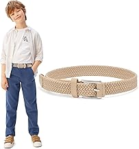 WHIPPY Kinder Gürtel Elastik Unisex Geflochtener elastischer Stretch Gürtel gewebter gürtel für Jungen und Mädchen Endspitze aus Leder mit Dornschließe, 3 cm breite