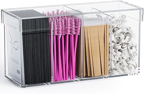 Organizador de extensiones de pestañas con tapa, organizador de pestañas acrílicas para técnicas de pestañas, contenedor de suministros de pestañas