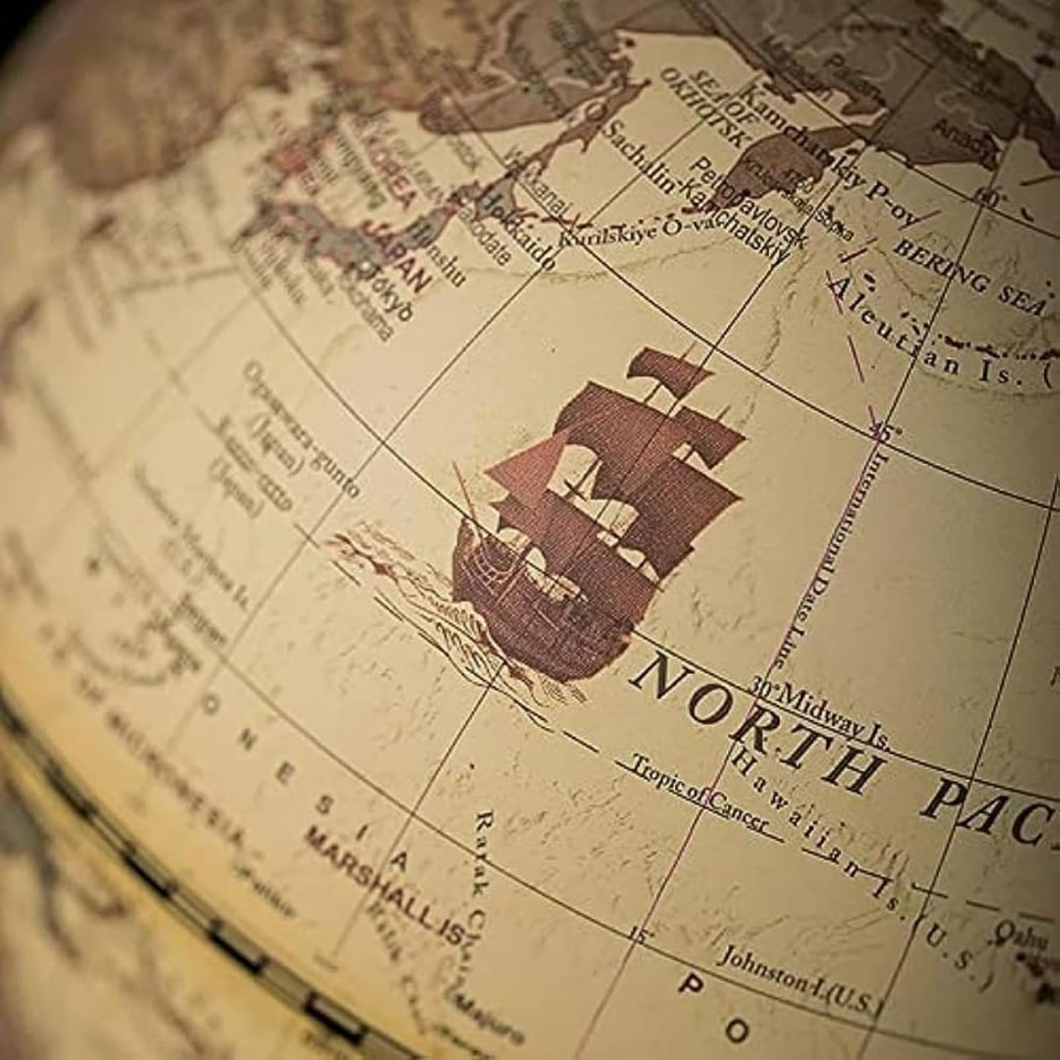 Globe, Wooden Base, Vintage World Globe, Home, Office, Decoration, Educational, For Kids, Studying, Recommended, Interior, Stylish (9.8 inches (25 cm), Blue)