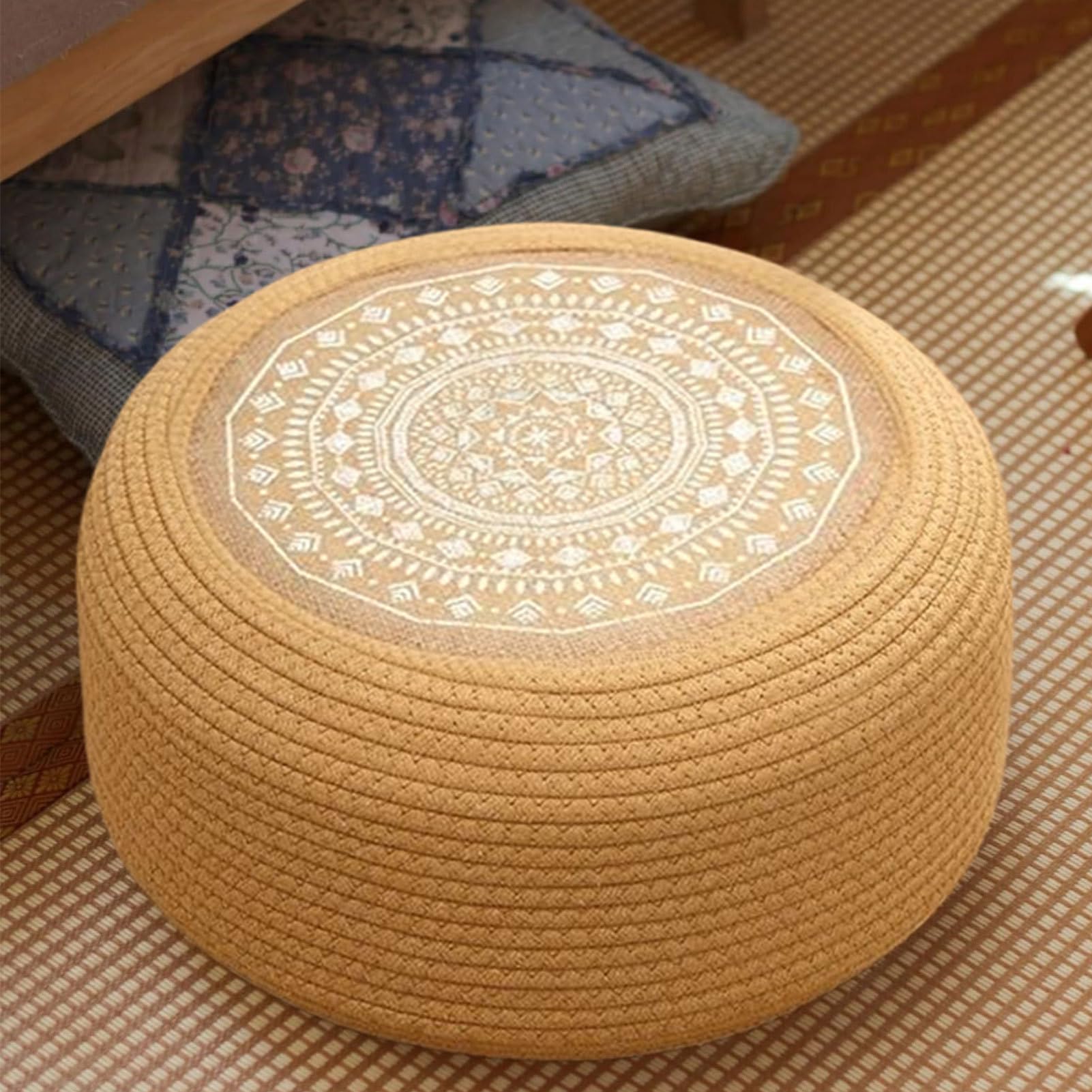 Cuscino Da Meditazione Per Pavimento Cuscini Meditazione Per Sedersi A | Tappetino Traspirante Tessuto A Mano Stile Giapponese Con Poggiapiedi Per Yoga Meditazione Zen E Relax